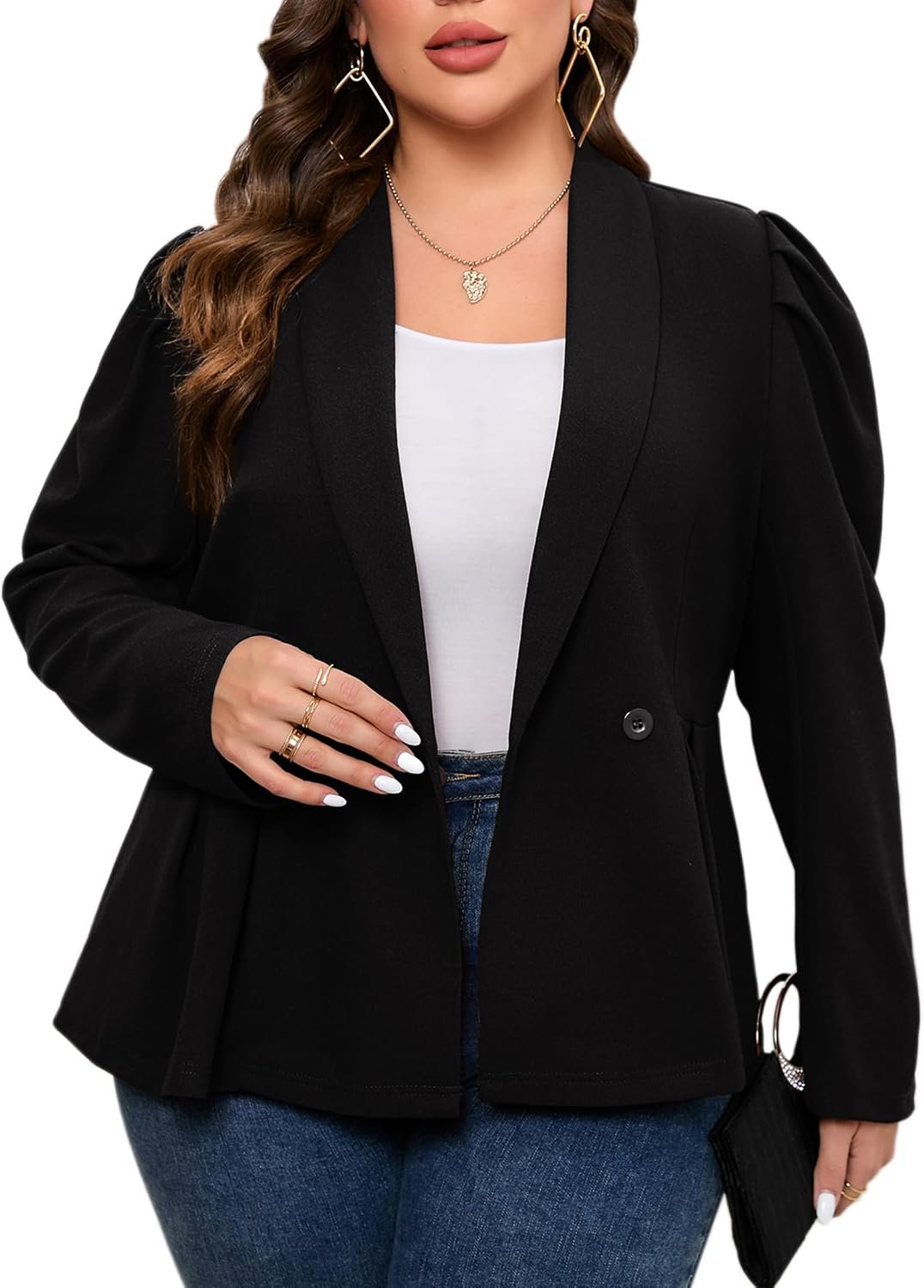 Plus Size Women Business Casual Blazer Suit Jacket for Work Long Sleeve