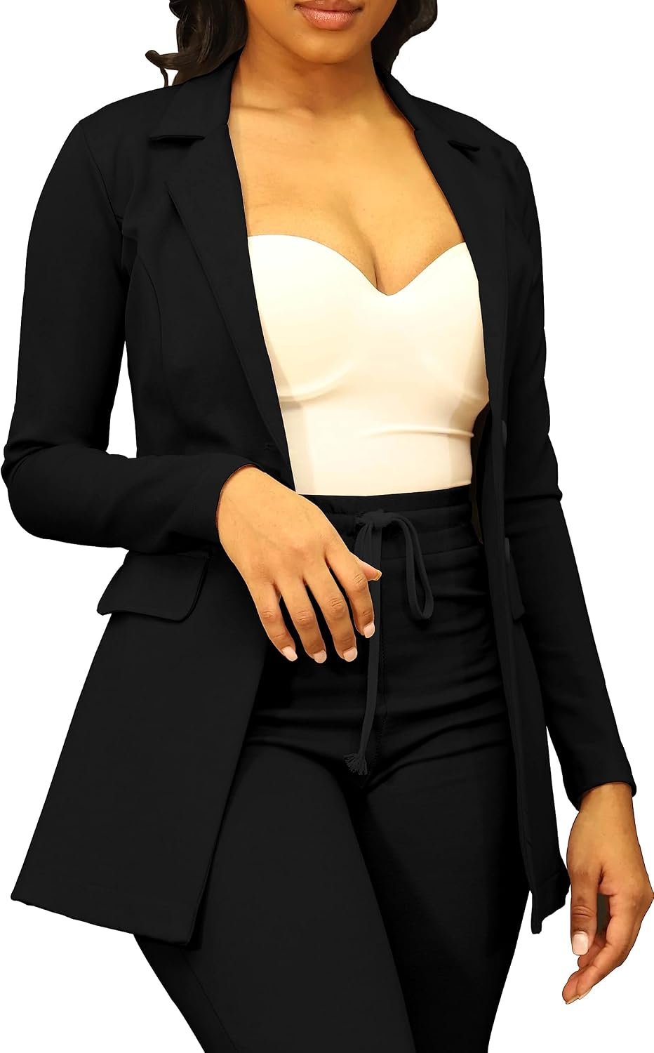 PINSV Women Casual Blazer Long Sleeve Work Business Suit Jacket