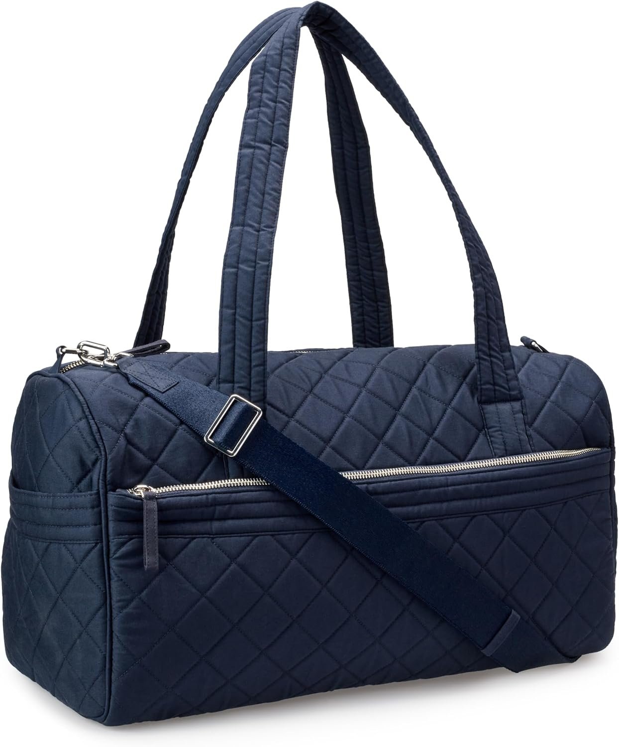 Amazon Essentials Women’s Quilted Weekender Duffel Gym Bag with Trolley Sleeve, Navy, One Size