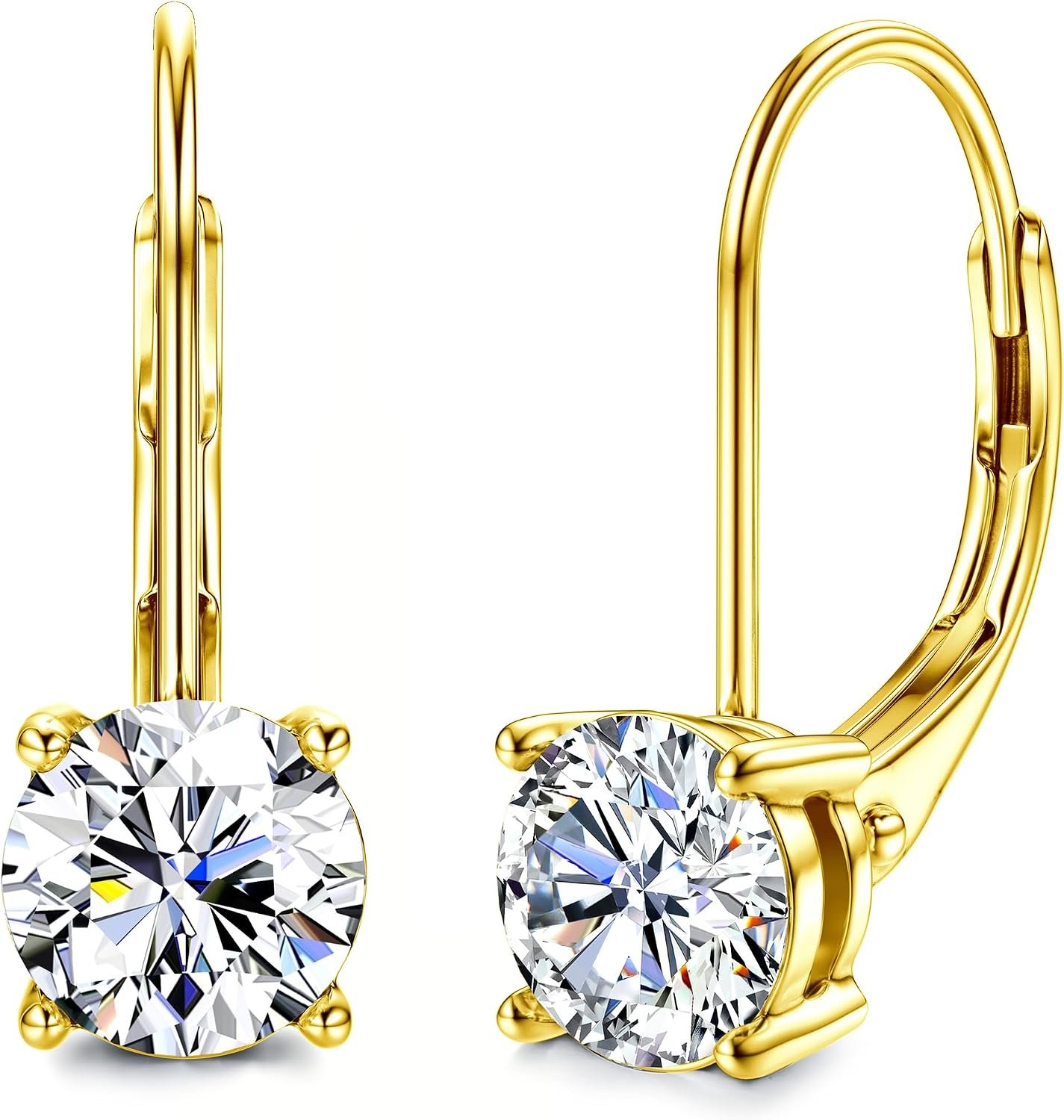 Moissanite Earrings, D Color Sterling Silver Dangle Drop Earrings for Women