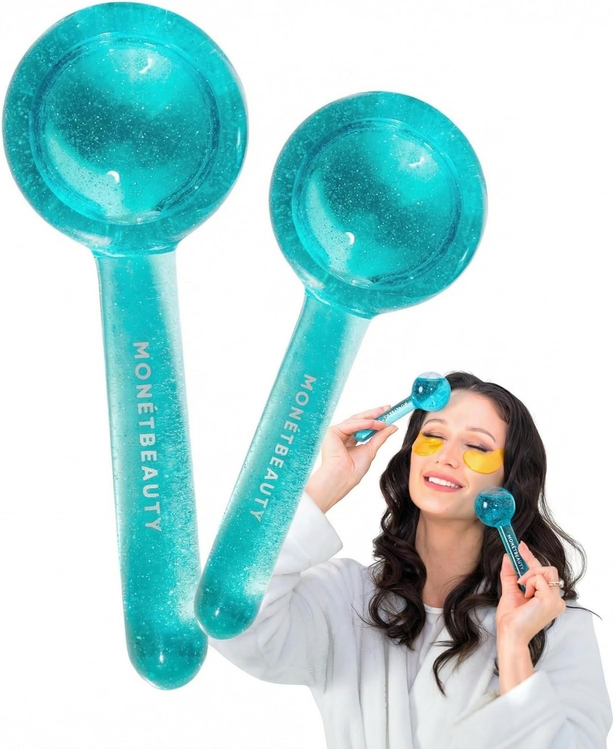 MonétBeauty Tighten Skin, Depuff & Sinus Relief? Try Ice Globes for Face, Freezer Safe Facial Globes for Daily Beauty Routines, Face Roller to Enhance Circulation and Complexion – Blue