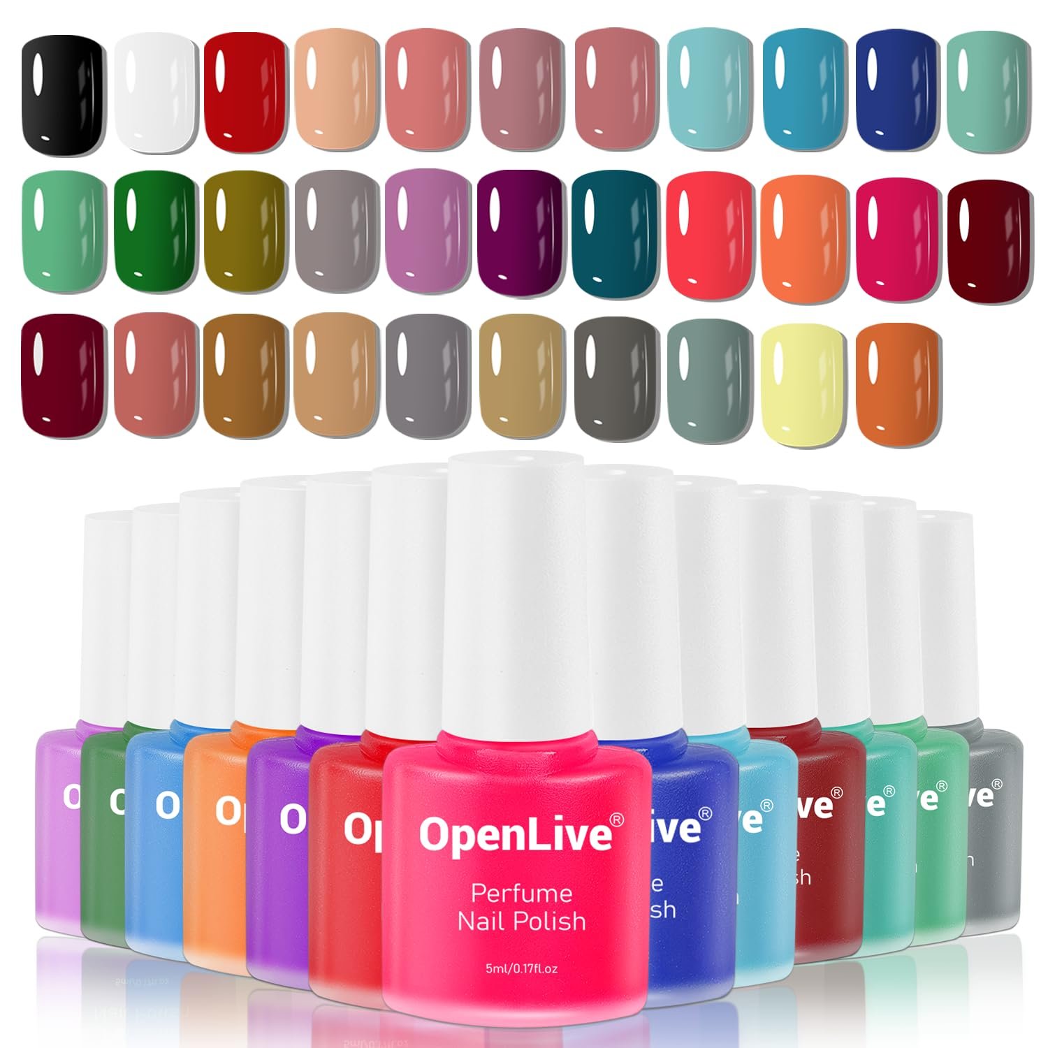 OpenLive 32 Color Perfume Nail Polish Set, Red Pink Pueple and Green Quick Drying Nail Polish Set for Women Salon DIY Nail Art