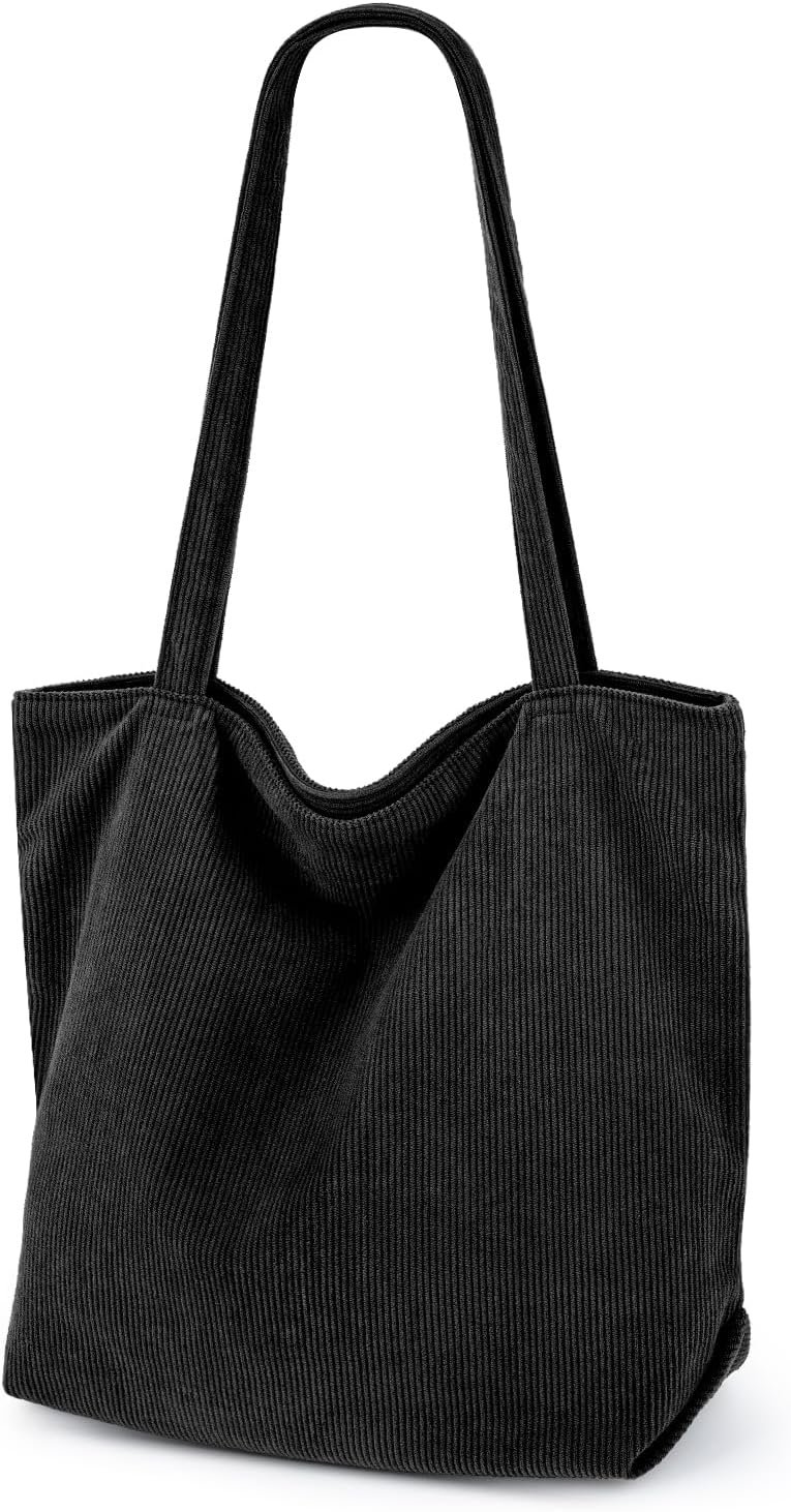 Iioscre Corduroy Tote Bag for Women,Hobo HandBags with Zipper