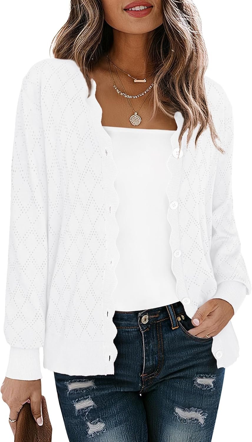 LILBETTER Women’s Button Down Cardigan Lightweight Knit Sweater | V-Neck,Long Sleeve & Short Sleeve,Open Front,Shrug,Casual,Travel,Summer,Winter,Ladies Trendy,Thin Dress Cardigan,2026