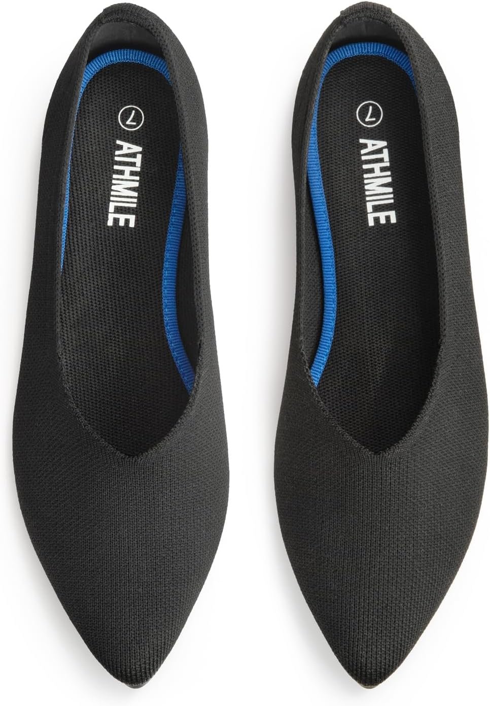 ATHMILE Pointed Toe Flats for Women Comfortable Knit Ballet Flats Shoes
