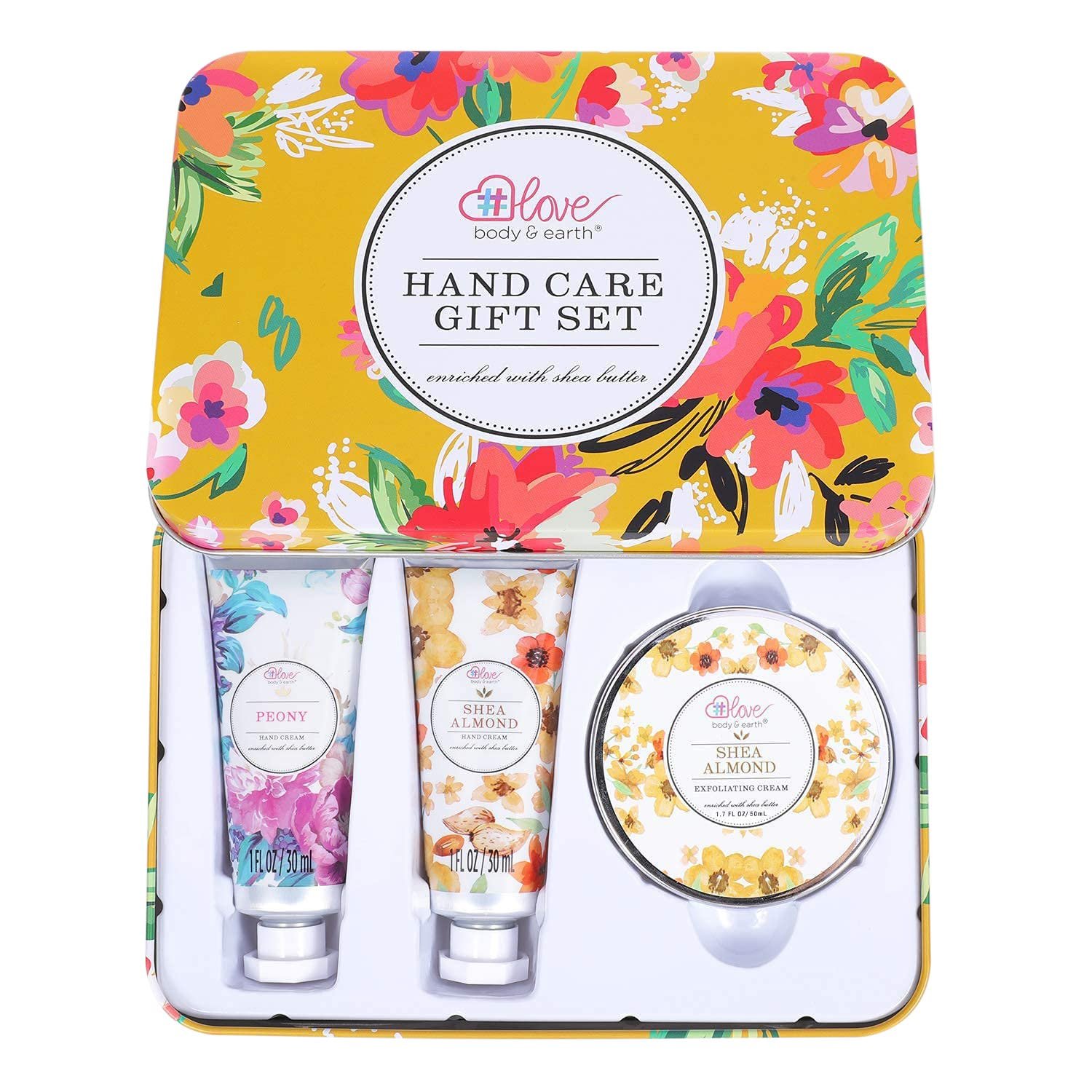 BODY & EARTH # LOVE Hand Cream Gifts Set for Women,Hand Care Set with Shea Butter 2 Hand Cream & Exfoliating Cream,Hand Lotion Travel Size,Birthday Gifts for Women Graduation Gift for Girls