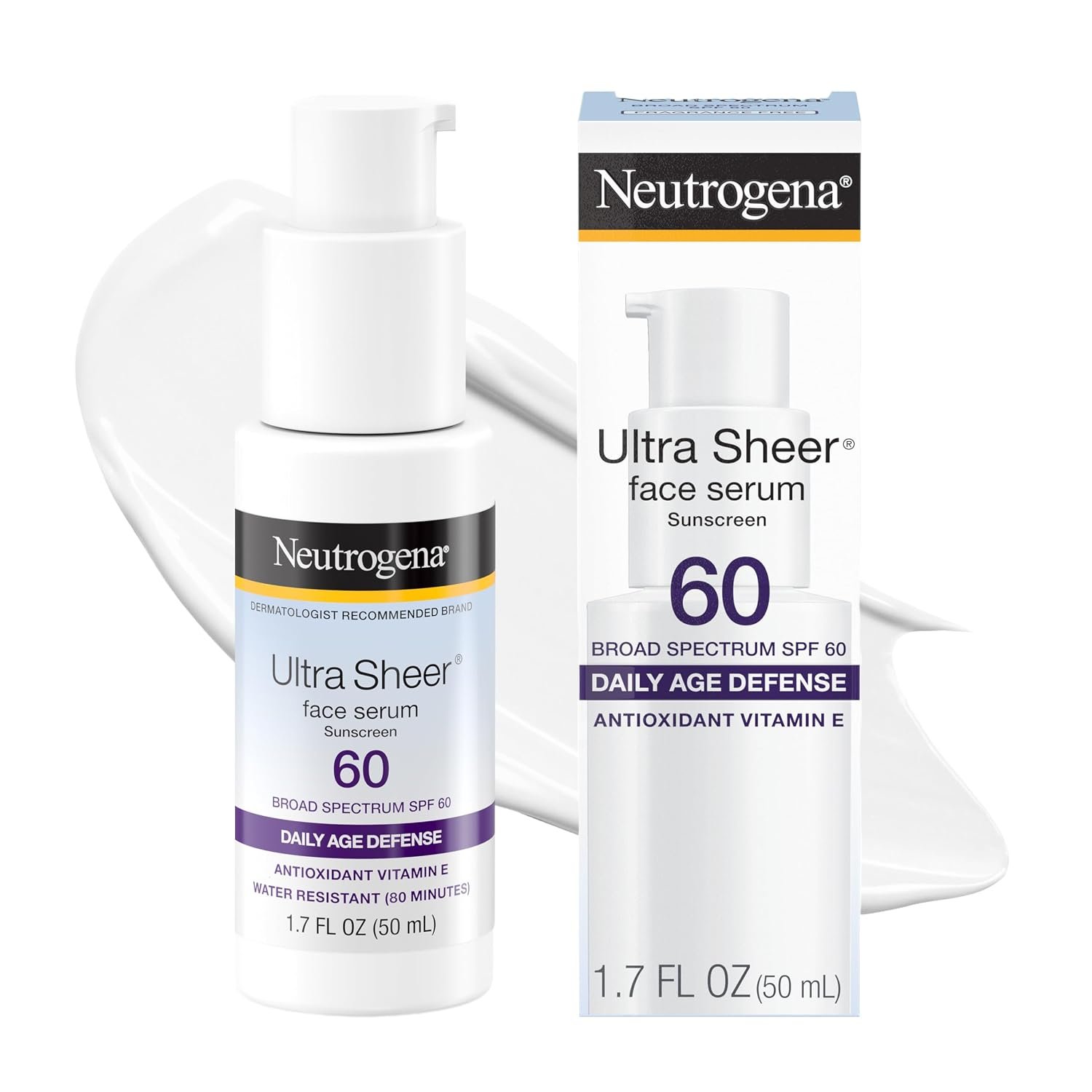 Neutrogena Ultra Sheer Sunscreen Serum SPF 60, Fragrance-Free, 1.7 fl. oz