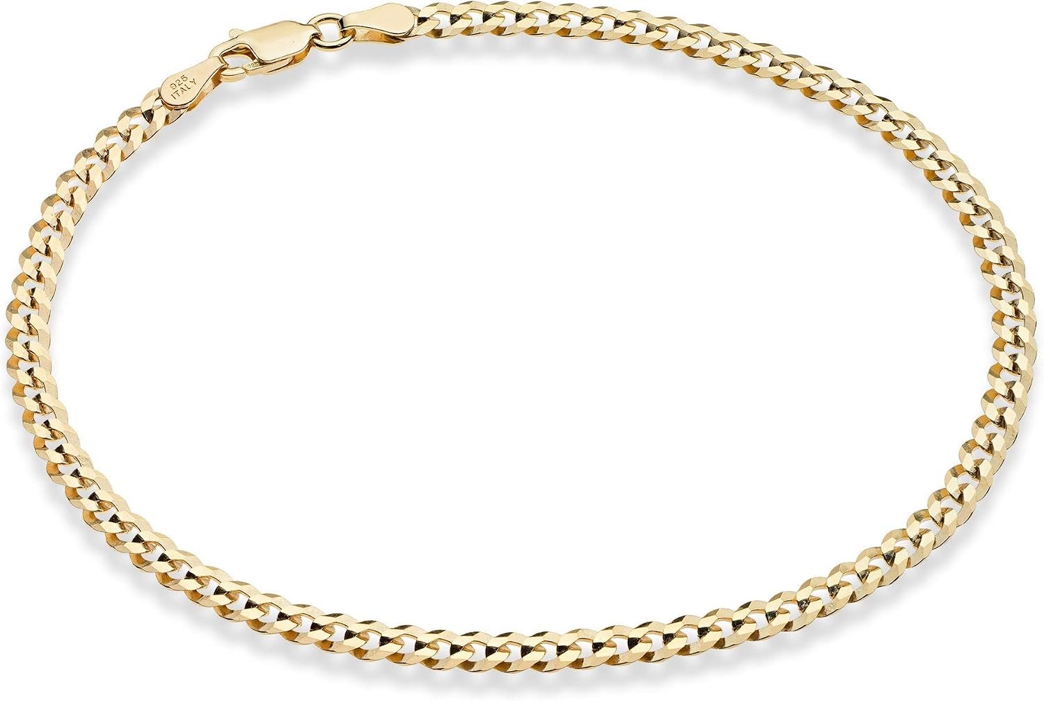 Miabella Italian 925 Sterling Silver Cuban Link Chain Anklet for Women