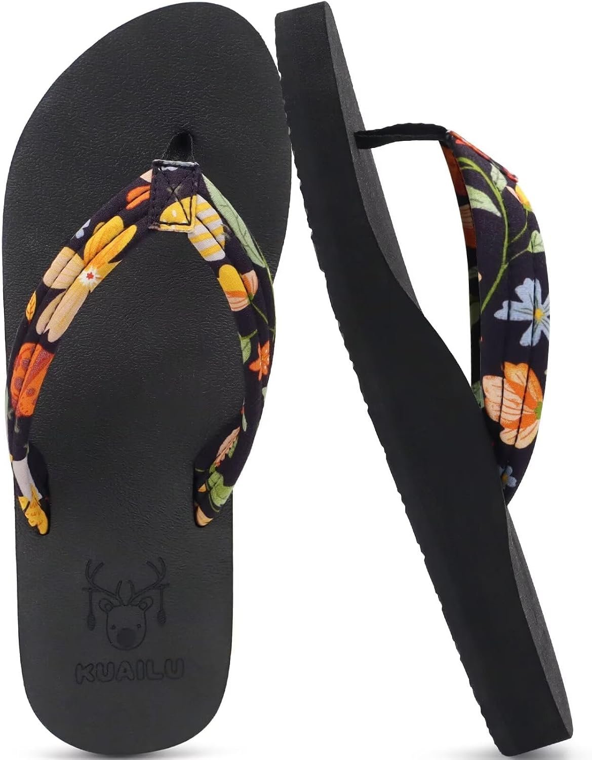 KuaiLu Flip Flops for Women with Arch Support Summer Beach Thong Sandals