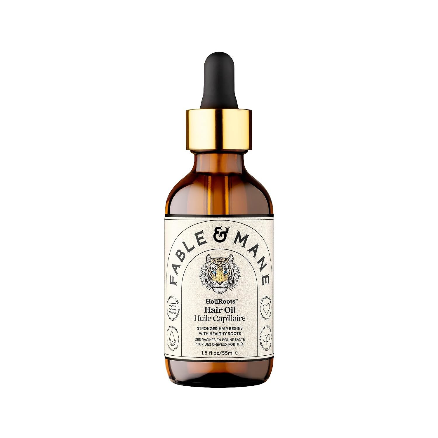Fable and Mane Hair Oil – HoliRoots Strengthening Serum for Damaged, Frizzy Hair with Ashwagandha, Castor Oil & Scalp Treatment – 1.8FL oz