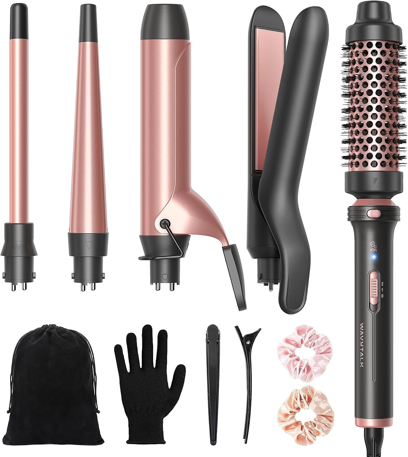 Wavytalk 5 in 1 Curling Iron with Thermal Brush,Flat Iron,Versatile Styling