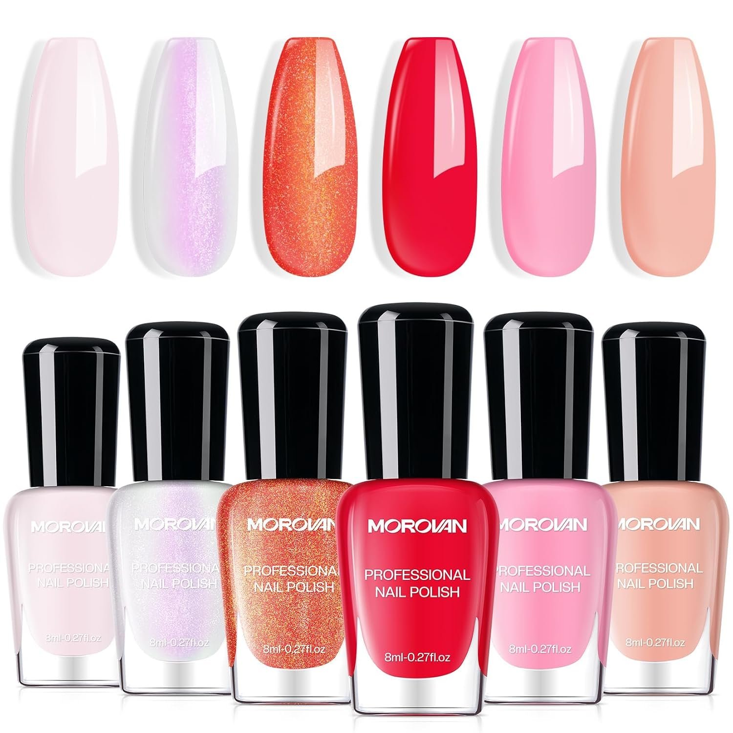 Morovan Fall Nail Polish Set: Orange Glitter Gold Maple Leaf 2026 Gift Kit