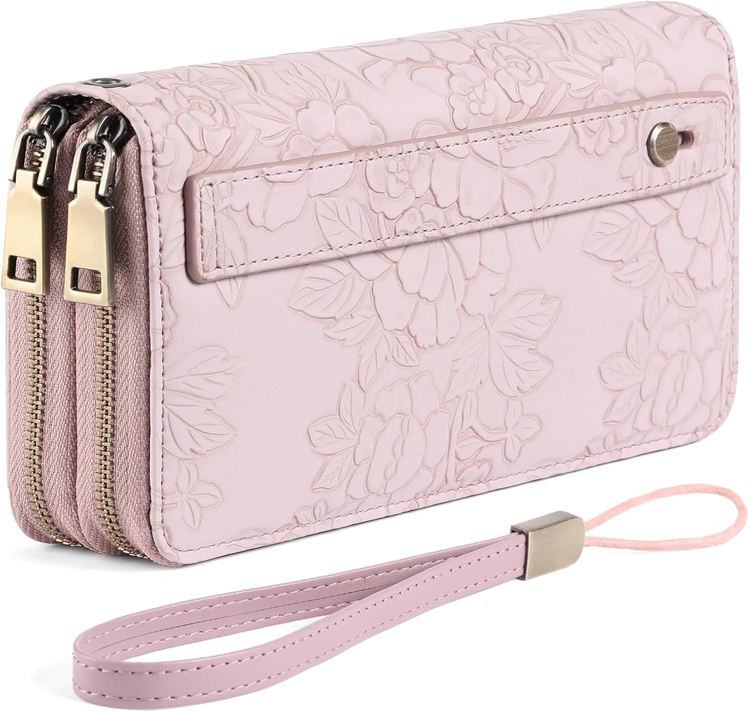 GAEKEAO RFID Leather Wristlet Wallet for Women with Grip Strap