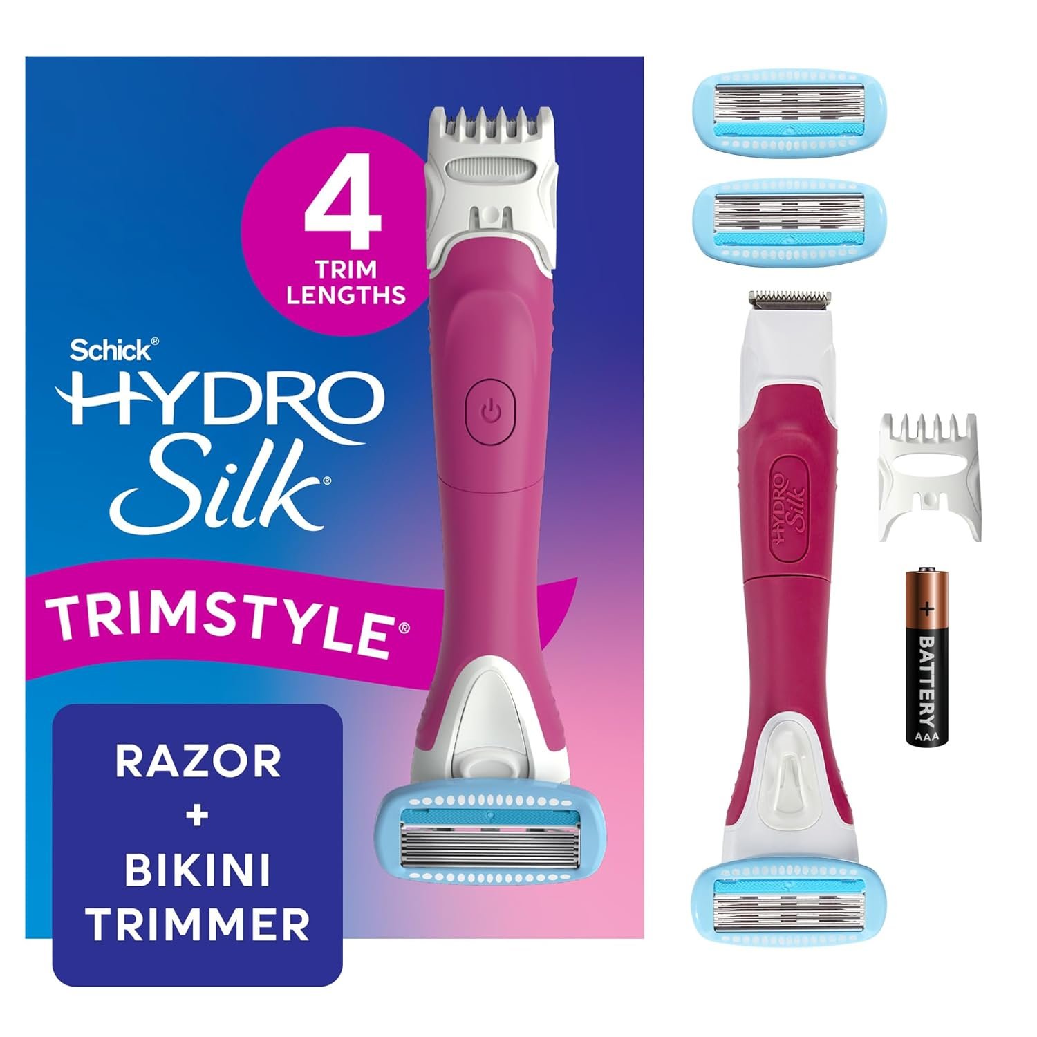 Schick Hydro Silk TrimStyle 2in1 Bikini Trimmer & Razor, Handle & 3 Refills