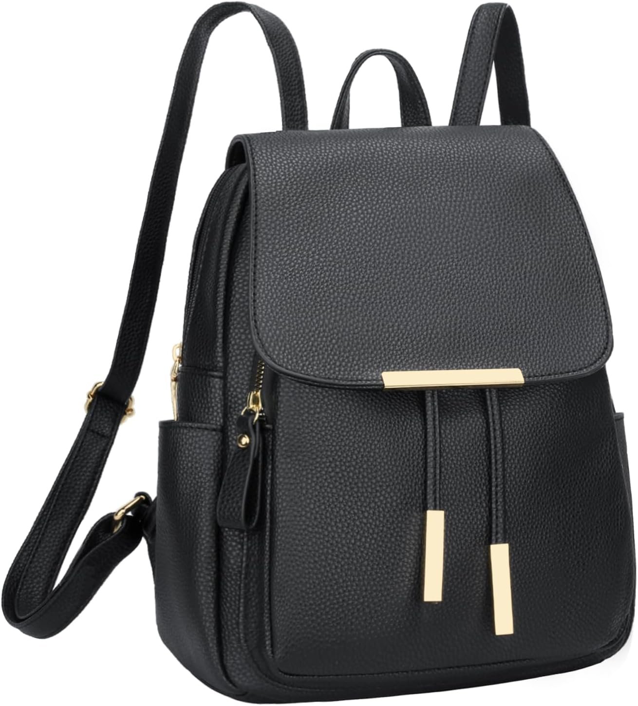 KKXIU Trendy Leather Backpack Purse for Women and Ladies Shoulder Travel Daypacks Bags (A-Black) | PU Leather Small Backpack, Adjustable Shoulder Strap, Casual Daily Purse