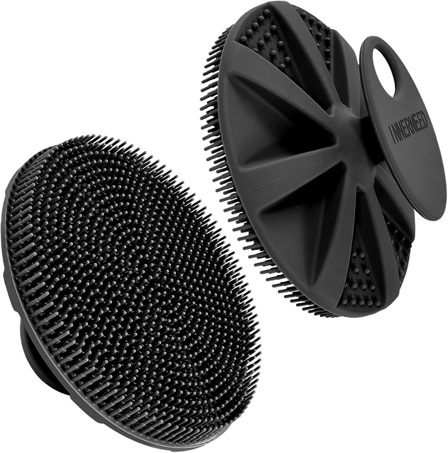 INNERNEED Food-Grade Soft Silicone Body Scrubber Shower Brush, Black