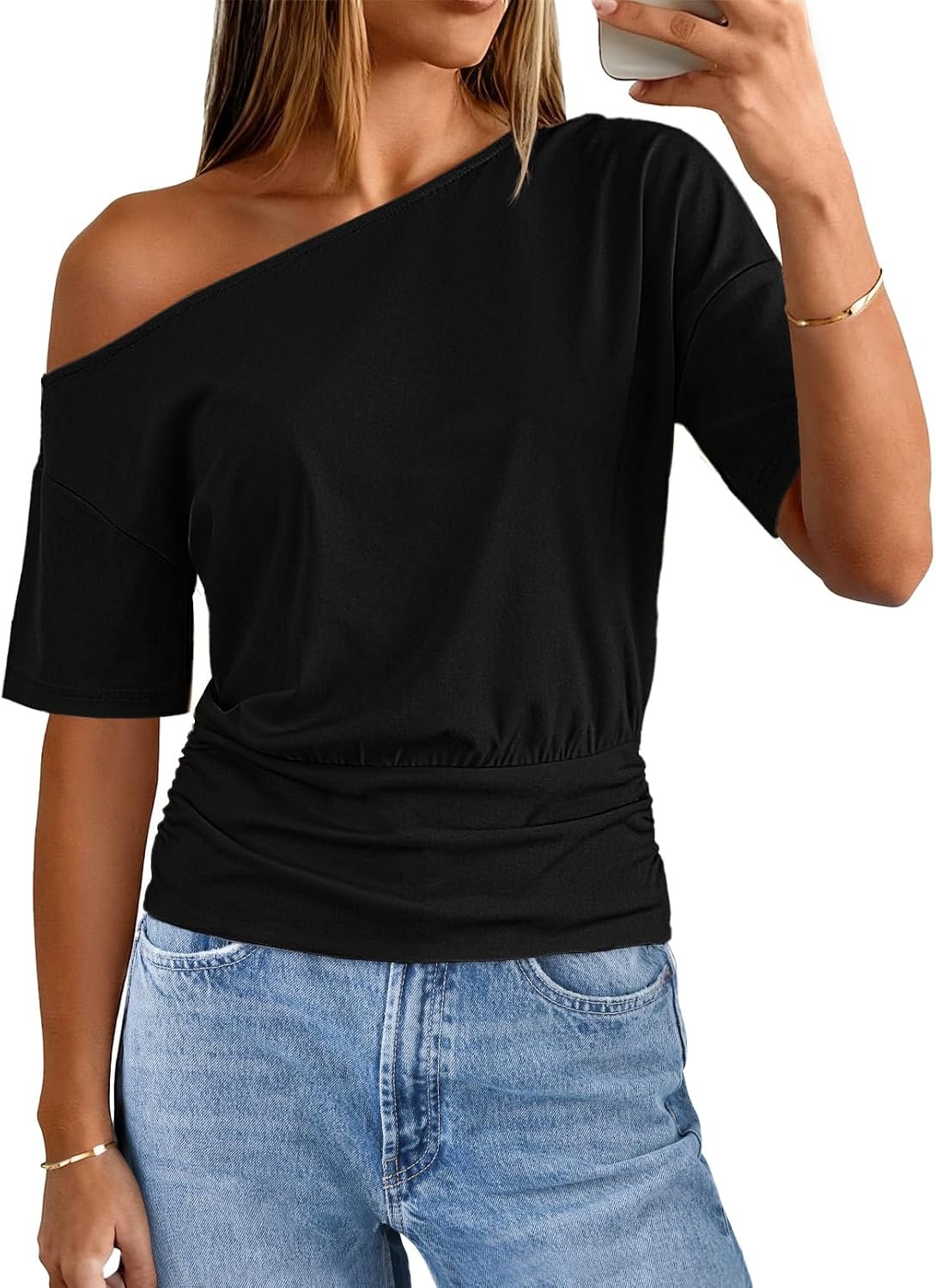 MEROKEETY Women’s Off The Shoulder Summer Short Sleeve Going Out Y2k Tops