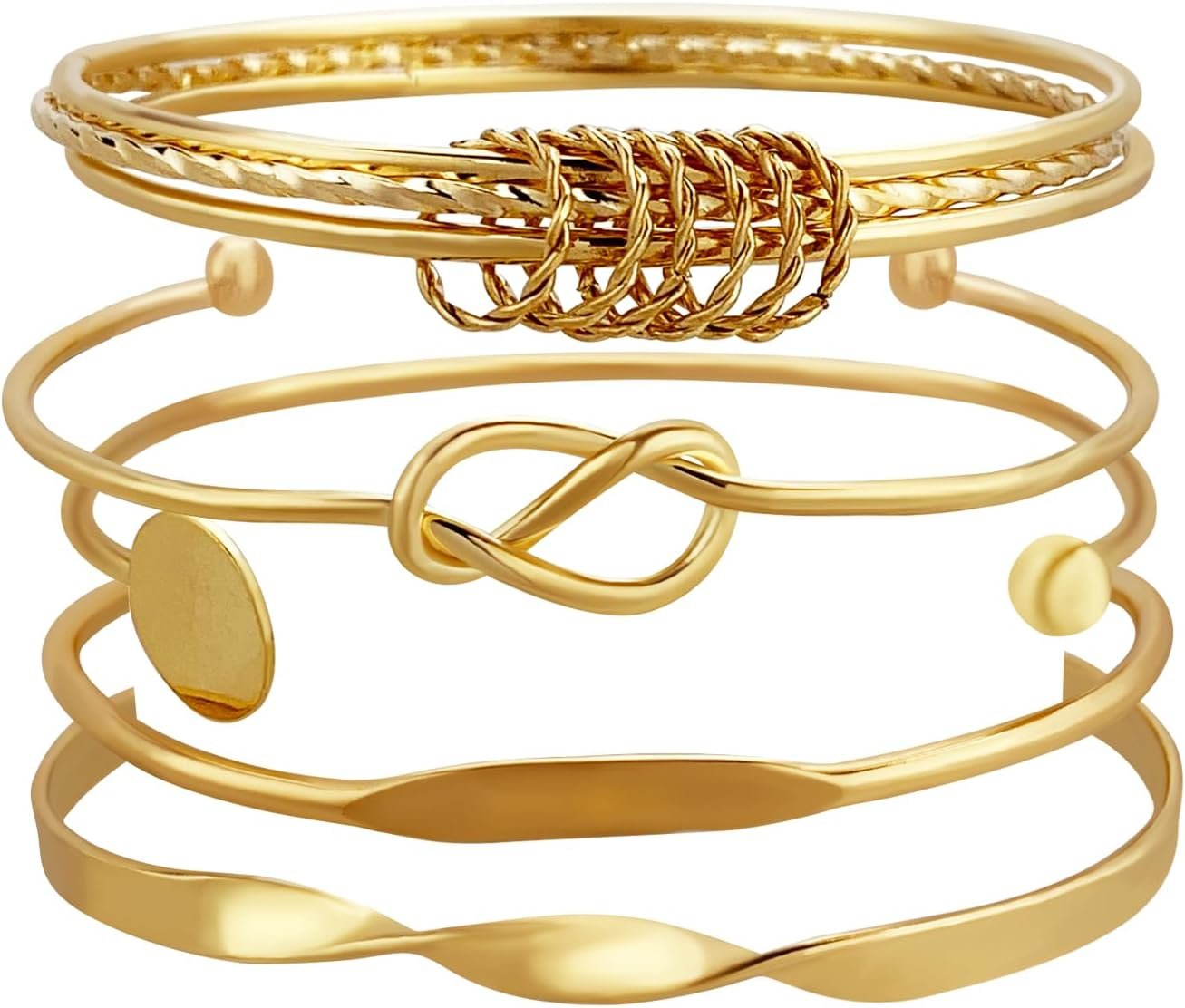Bangle Bracelets Set for Women, Multi Layer Stackable Cuff Bracelets, Boho Open Adjustable Bangle Jewelry Gift for Her