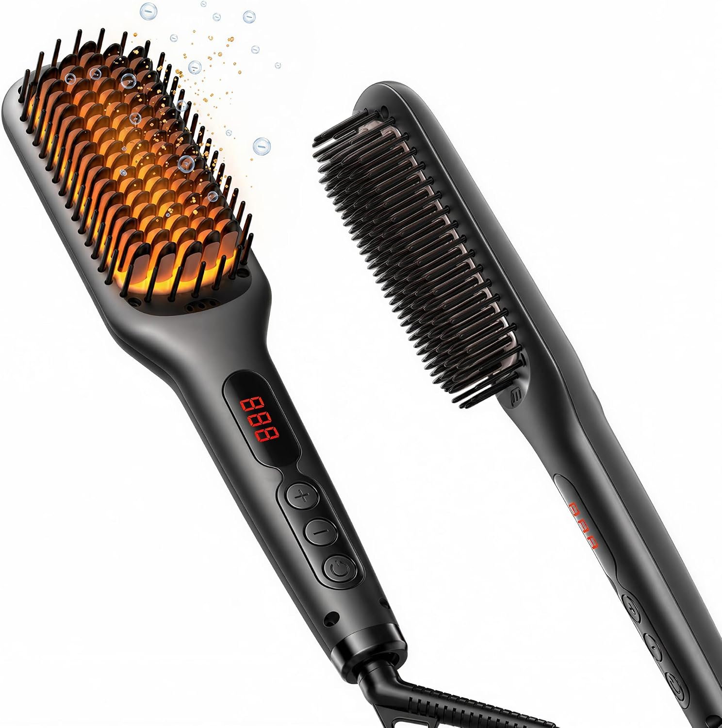 MEGAWISE Pro Ionic Straightener Brush, 20s Heat, Auto-Off, Dual Volt