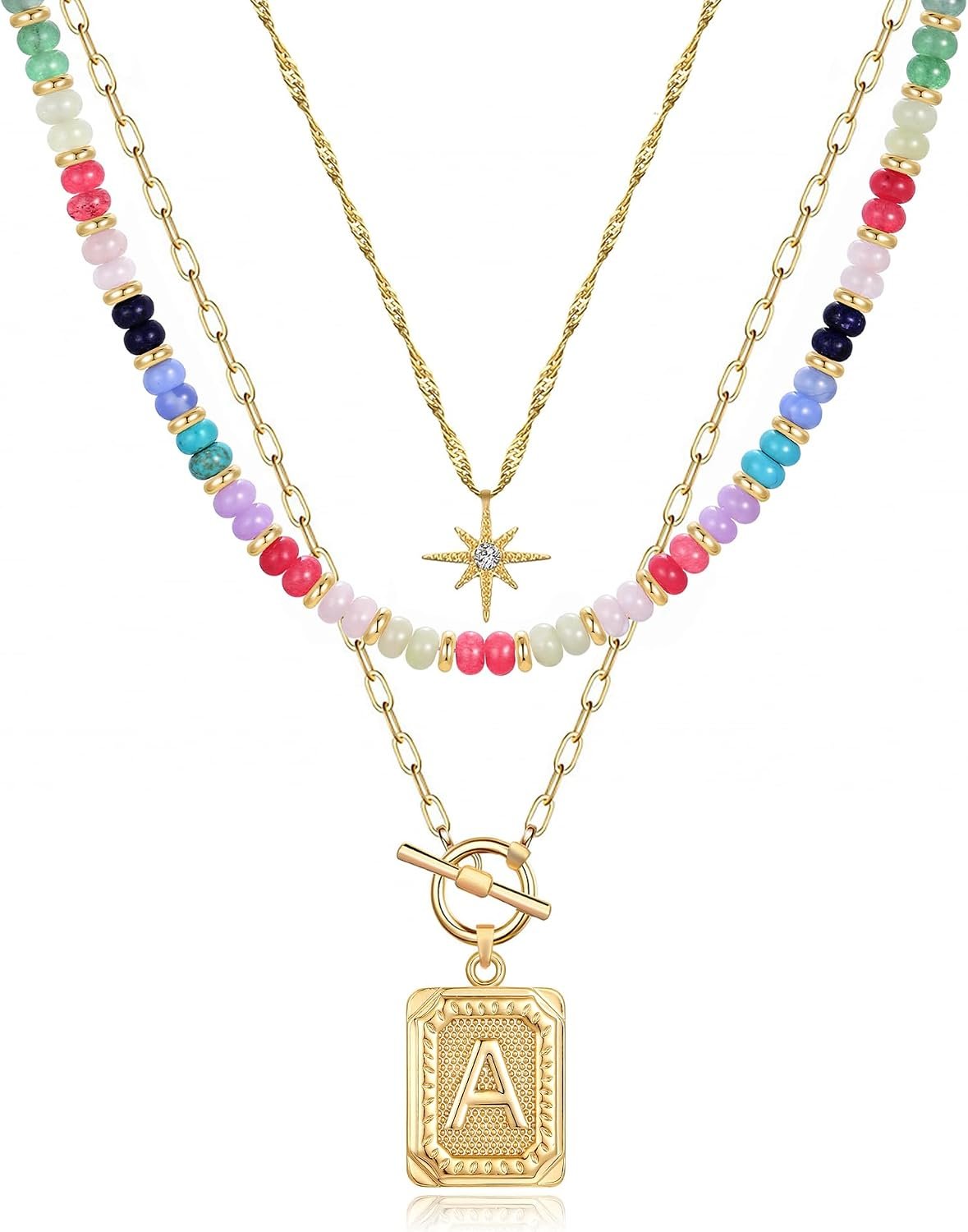 MJartoria Layered Initial Necklaces for Women