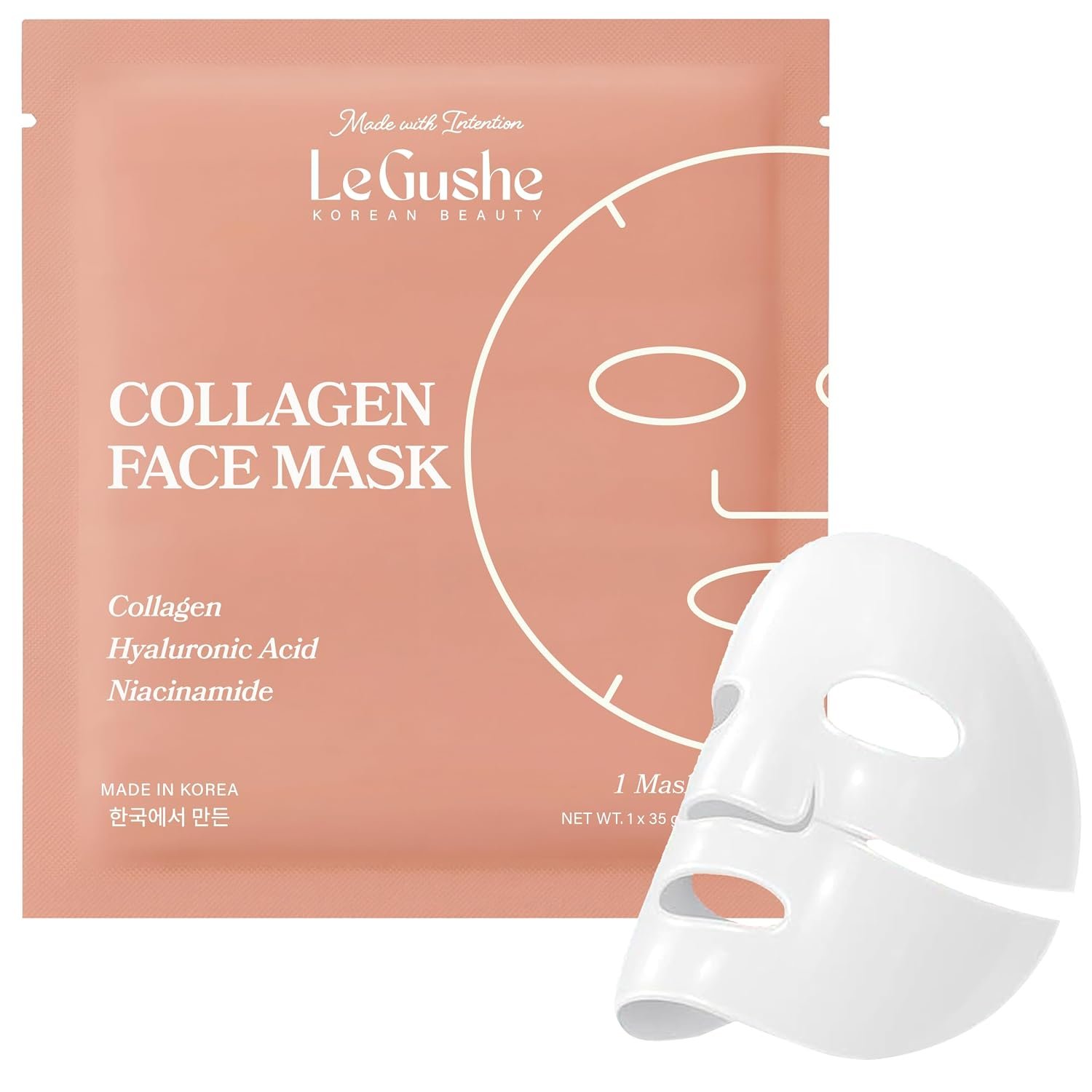 NEW 2026 Korean Collagen Face Mask Skincare (4 Pack) – Hydrogel Sheet Mask with Niacinamide for Glass Skin – Overnight Hydrating Facial Mask for Fine Lines, Pores & Moisture – Korean Skincare