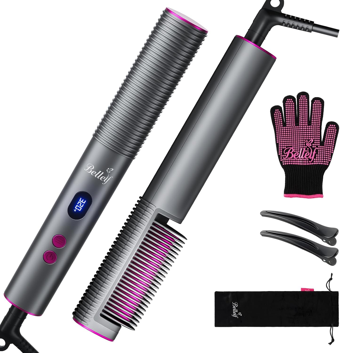 Hair Straightener Brush, Dual Voltage Portable Travel Hot Comb