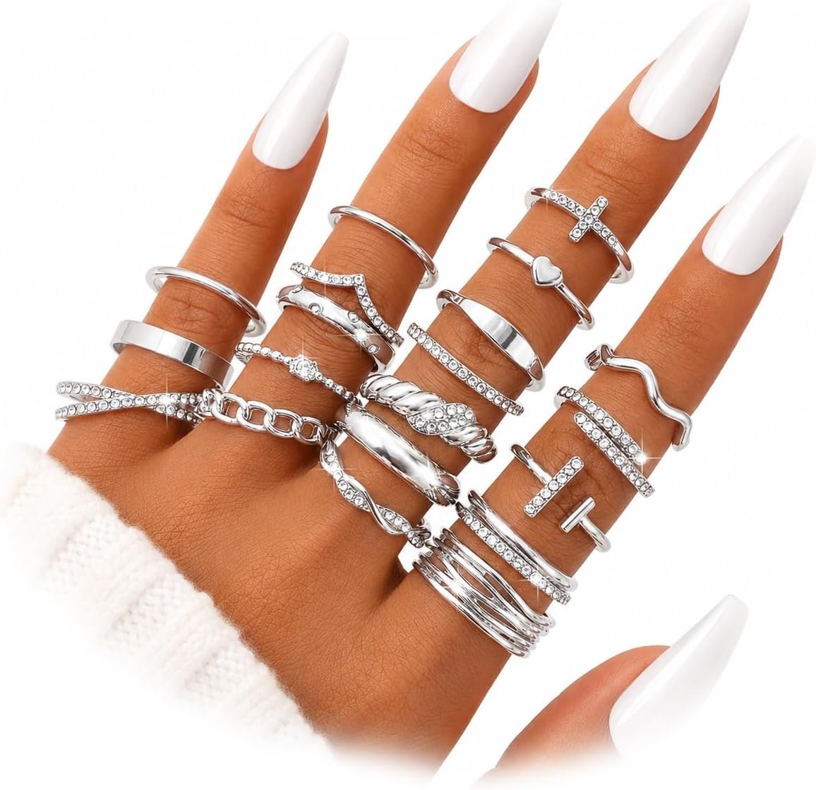 KISS WIFE Gold Stackable Rings for Women, Knuckle, Midi, Statement Ring Set