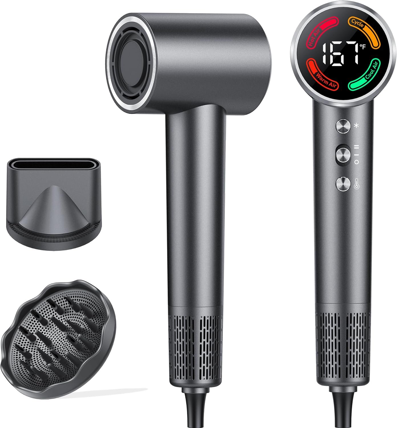 Hair Dryer, Mini High-Speed Blow Dryer with Diffuser, 500M Ionic Negative Blow Dryer for Fast Drying, Low Noise & Smart Temperature Control & LED, for All Hair Types,for Home & Travel, Gift Women