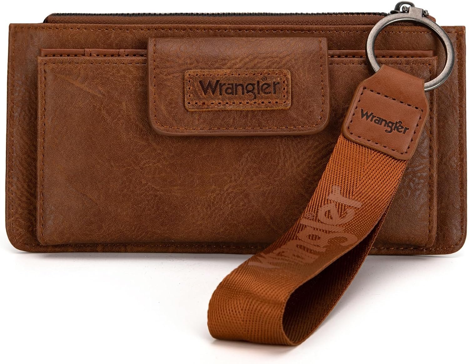 Montana West X Wrangler Brown Wristlet Wallet Minimalist Clutch Womens Wallet Rfid Card Cases & Money Organizers with Coin Purse and Smooth Zipper