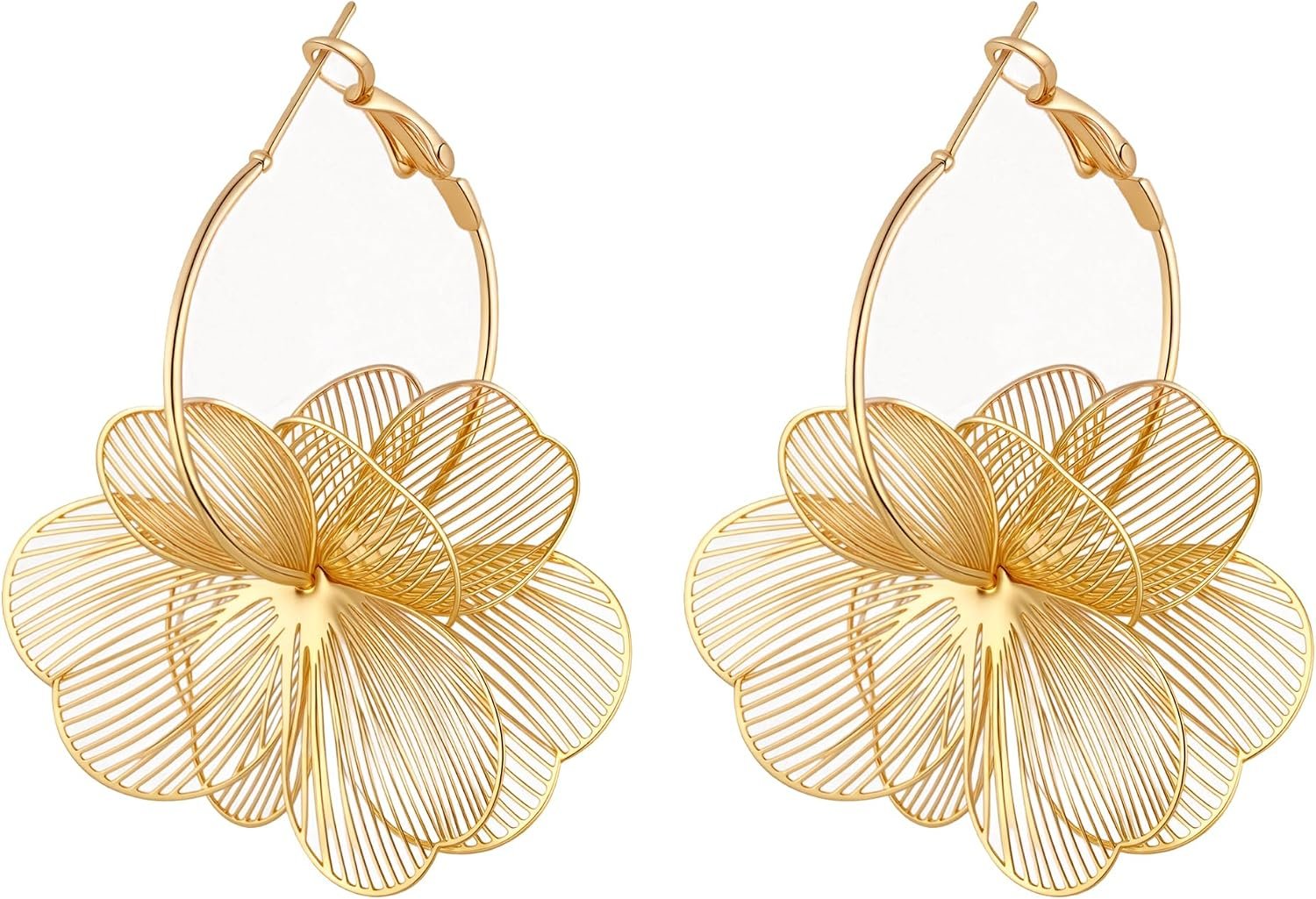 Dangle Flower Earrings for Women Statement Trendy Hoop Earring Floral Drop Earring Jewelry