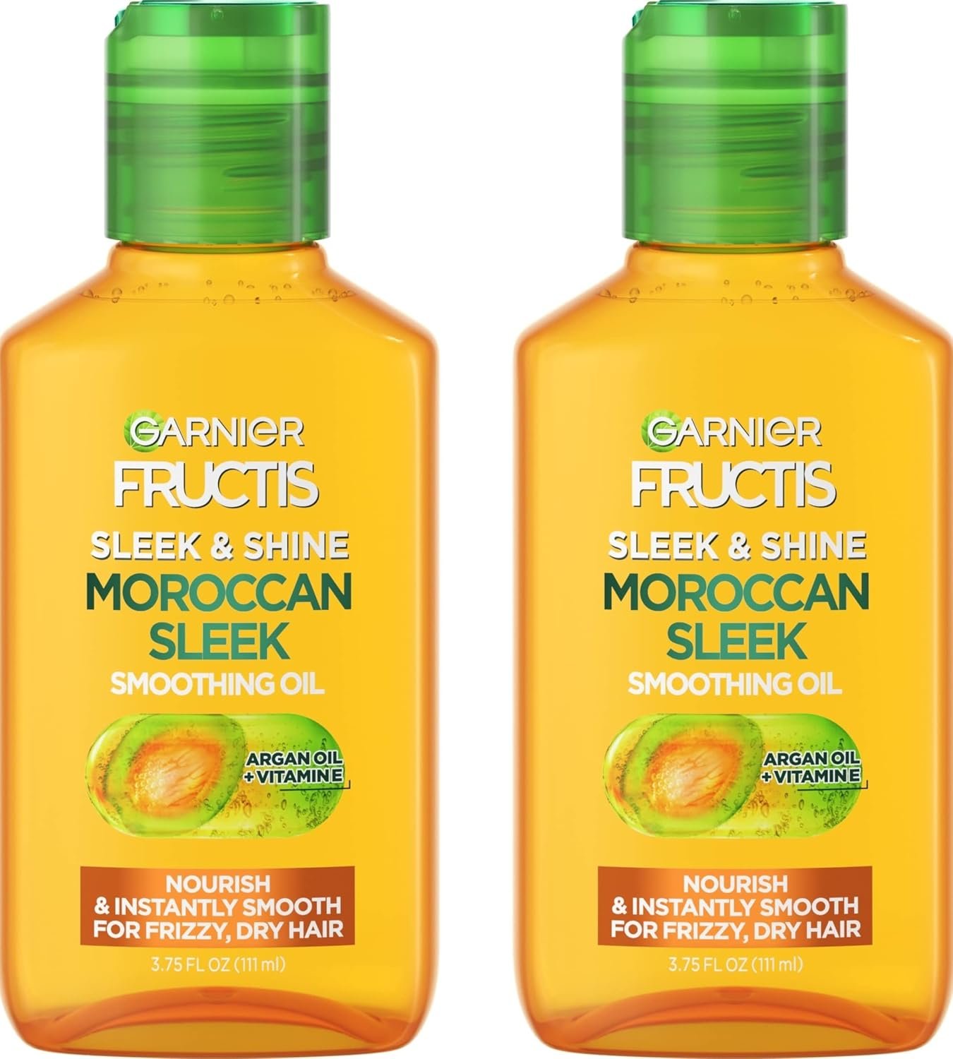 Garnier Fructis Sleek & Shine Moroccan Sleek Smoothing Oil for Frizzy, Dry Hair, Argan Oil, 3.75 Fl Oz, 2 Count (Packaging May Vary)
