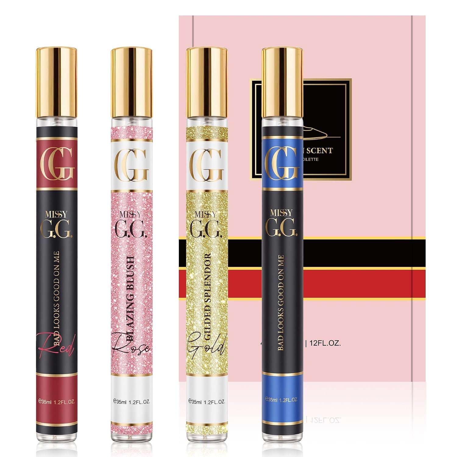 OFUN Perfume for Women, 4 Pack 35ml Perfumes Samples Set, Mini Travel Size Perufme Set, Long Lasting Fruity and Floral Parfum,Hair & Body Perfume Spray, Christmas Stocking Stuffers