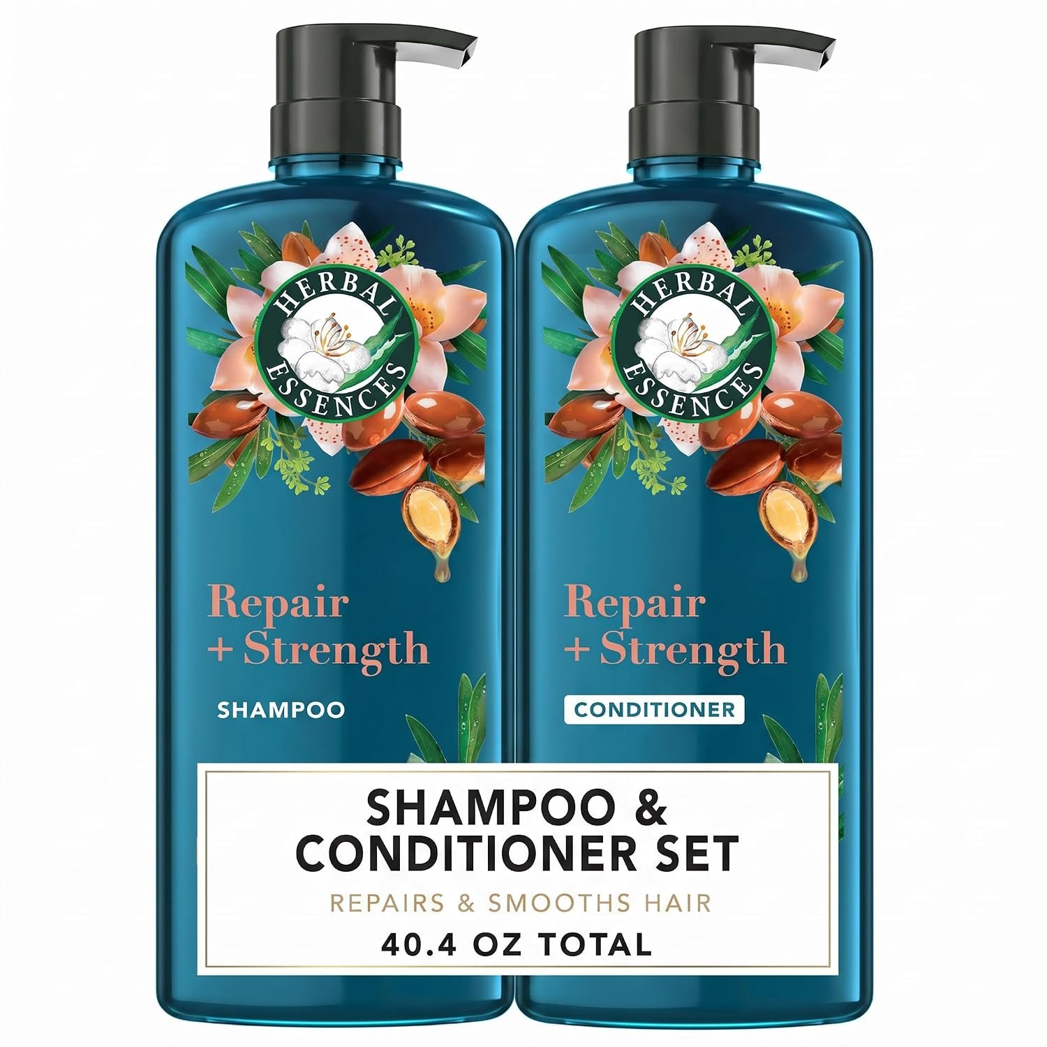 Herbal Essences Argan Oil Repair Shampoo & Conditioner Set, Moisturizes & Smoothes, Paraben-Free, Color-Safe, pH-Balanced, Citrus Scent, 20.2 Fl Oz, 2-Pack