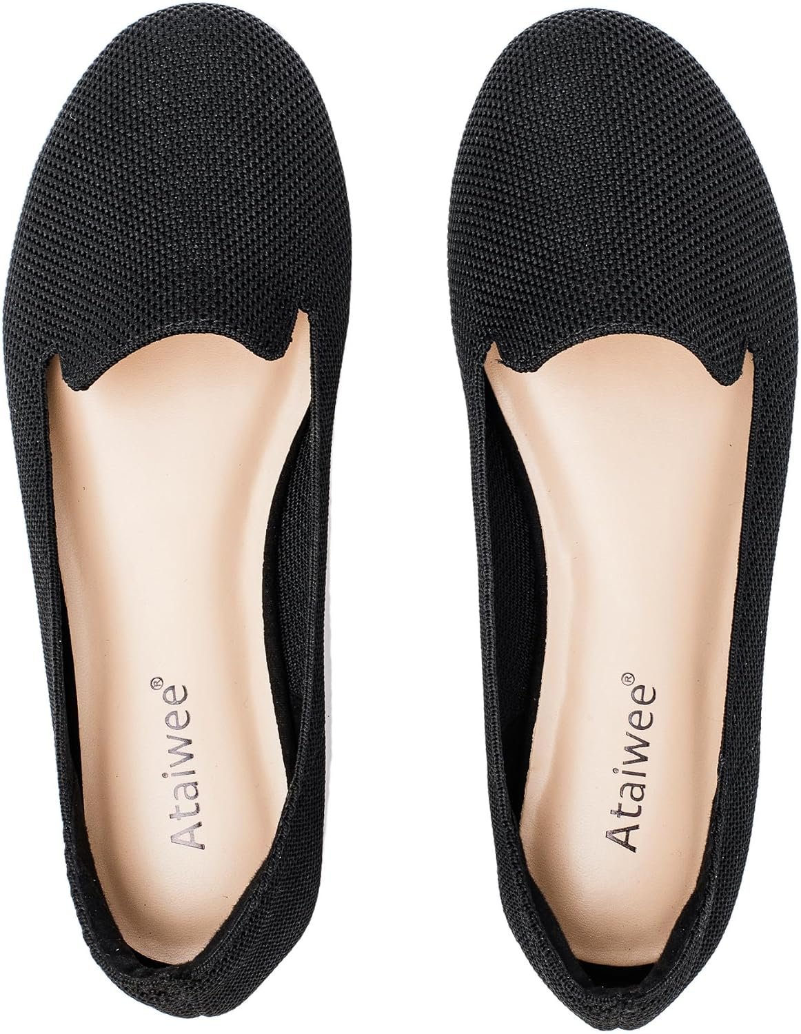 Ataiwee Women’s Wide Width Flat Shoes Knit Dress Flats