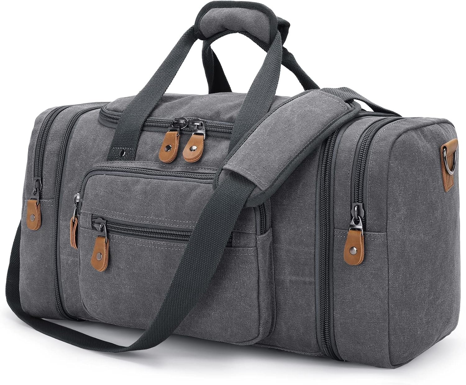 Gonex Canvas Duffle Bag, Expandable 60L Travel Overnight Weekender Bag