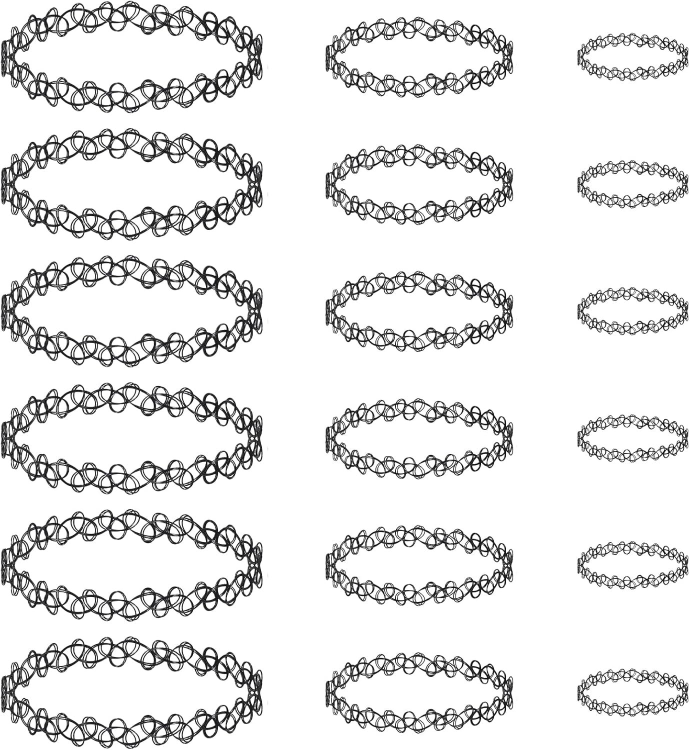9 Pcs Tattoo Choker Necklace Bracelet Ring Set Tattoo Stretch Collection Gothic Choker Necklaces Y2K Fashion Vintage Elastic Neck Lace Stretchy Tattoos Effect Accessories for Women