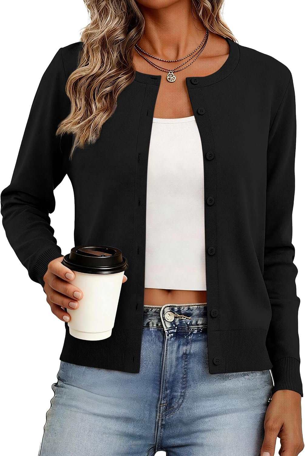Womens Cardigan Sweaters Lightweight Long Sleeve Button Down Knit