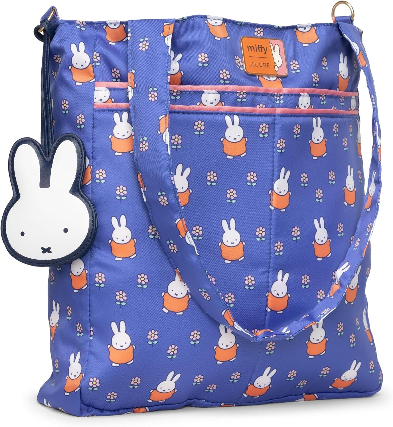 JuJuBe Miffy Flower Fields Tote Bag for Women with Pockets, Cute Lightweight Shoulder Handbag for Work, Travel, Grocery Shopping, Diaper Bag