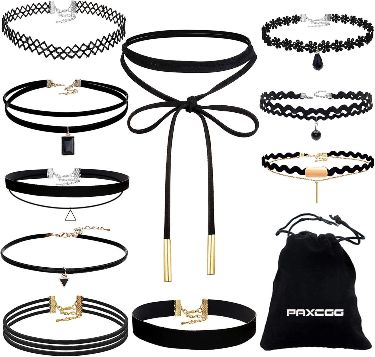PAXCOO Black Choker Necklaces Set for Women