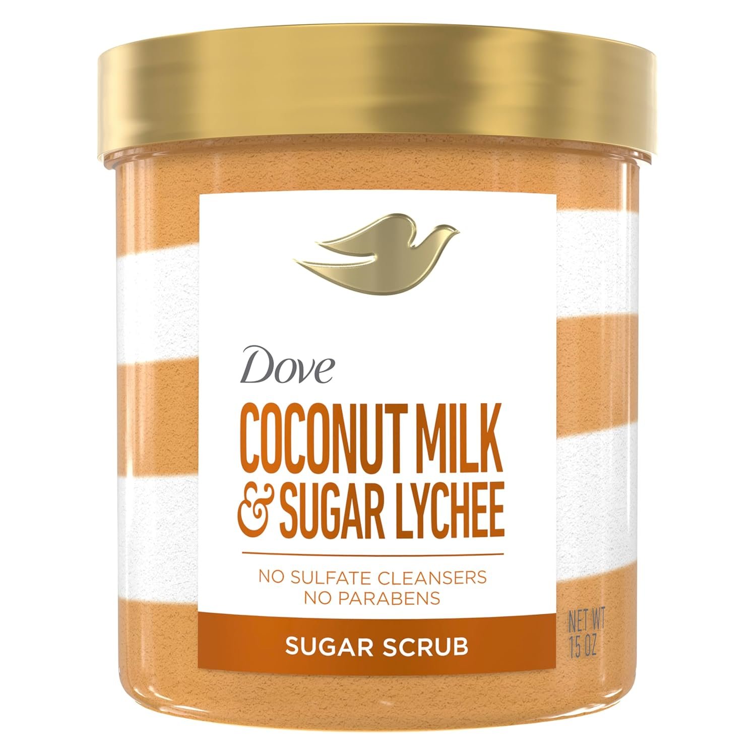 Dove Sugar Body Scrub Coconut & Lychee For Exfoliated & Hydrated skin 15 oz