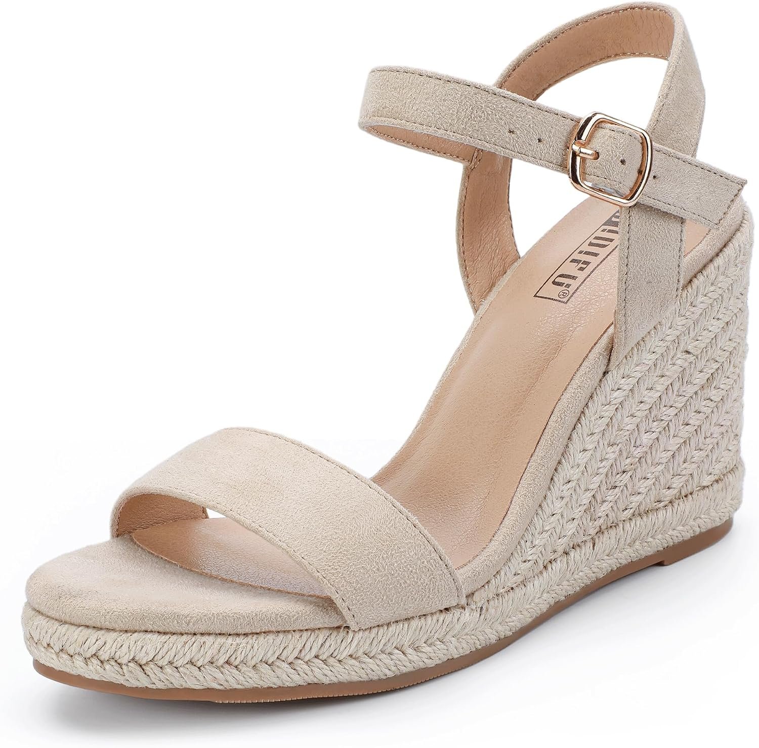 IDIFU Espadrille Wedge Sandals for Women Open Toe Platform Wedge Heels | 4 Inch Causal Summer Shoes, Dressy Comfortable Espadrilles, High Heel Adjustable Slingback Ankle Strap, Wedges for Vacation
