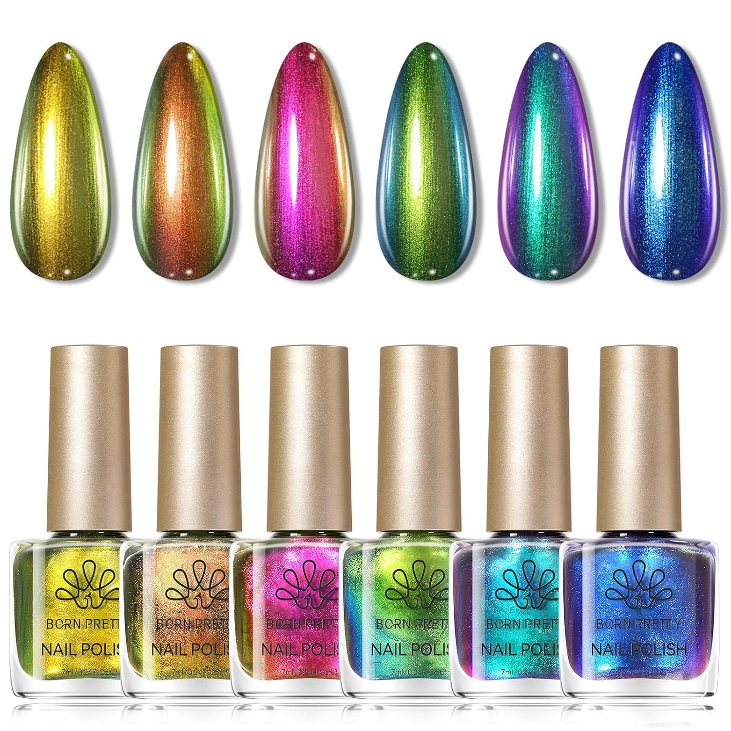 Born Pretty Chameleon Nail Polish Set 6 Colors Chrome Holographic Metallic