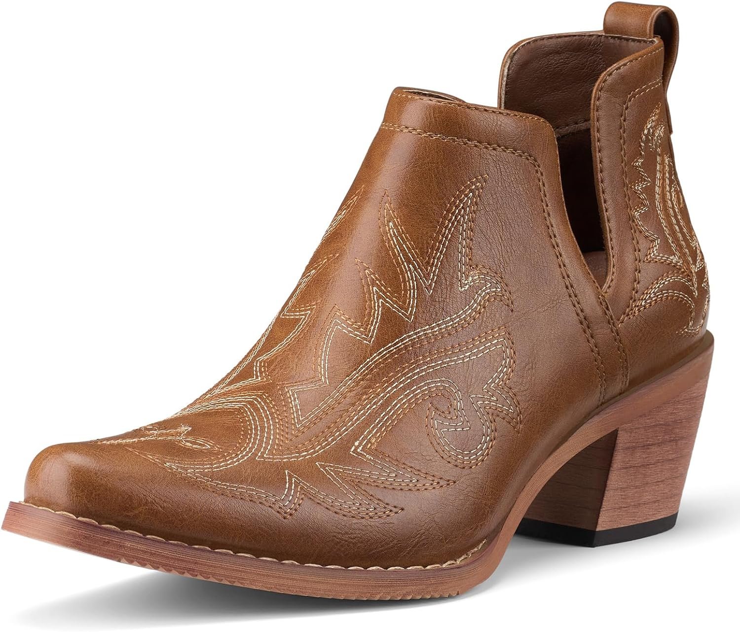 Rollda Cowboy Ankle Booties for Women, Cowgirl Short Boots