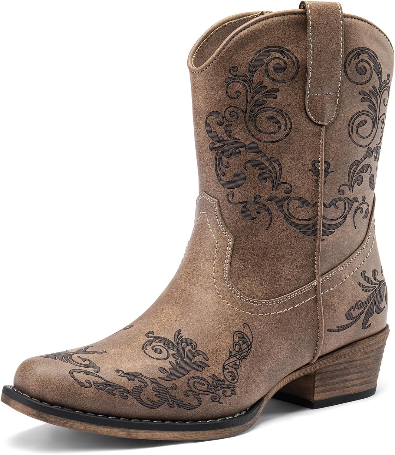 DREAM PAIRS Women’s Cowboy Cowgirl Western Ankle Boots