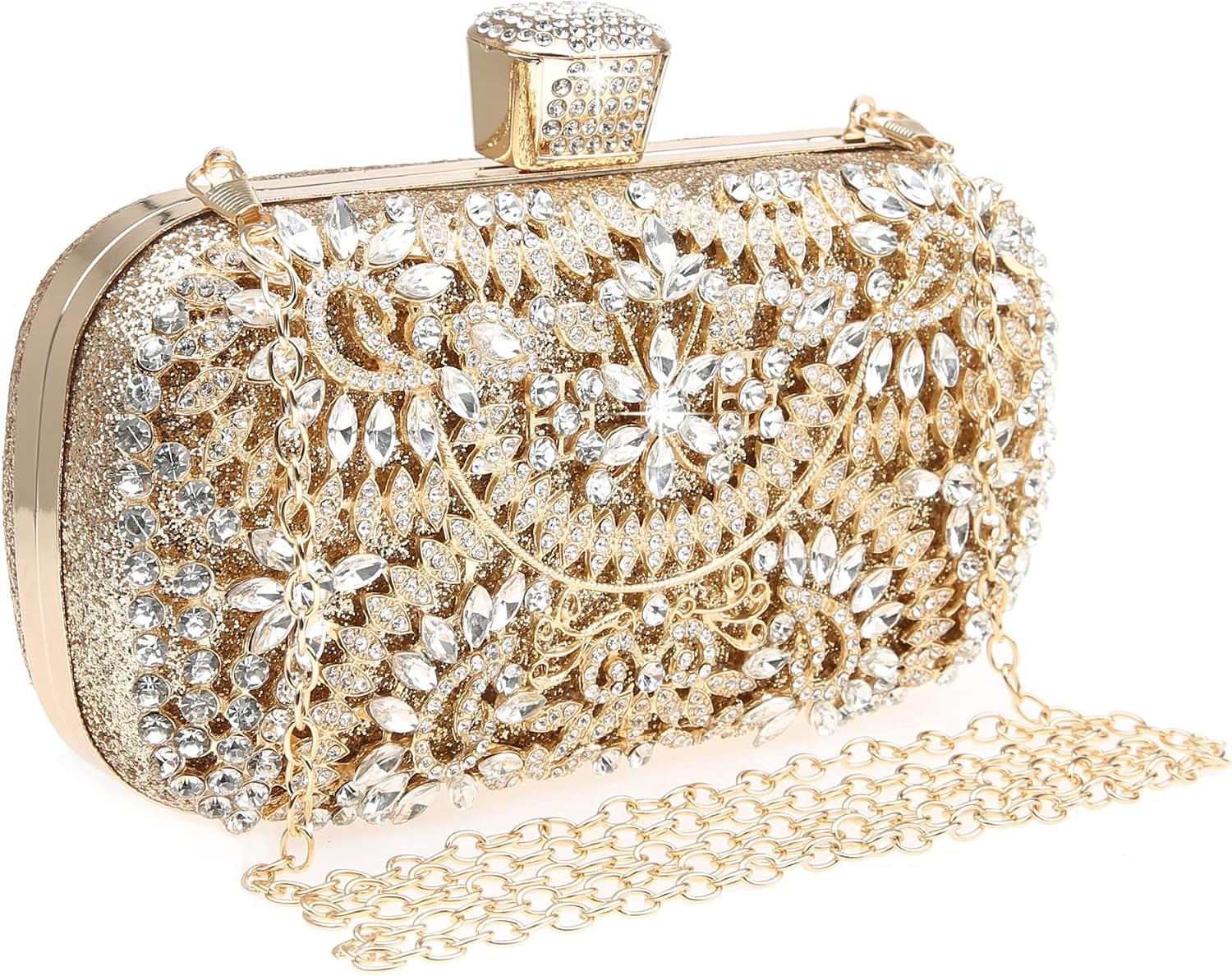 DA BODAN Womens Sparkly Rhinestone Crystal Clutch Bag Glitter Sequin Bridal Purse Evening Handbag for Wedding Party Prom