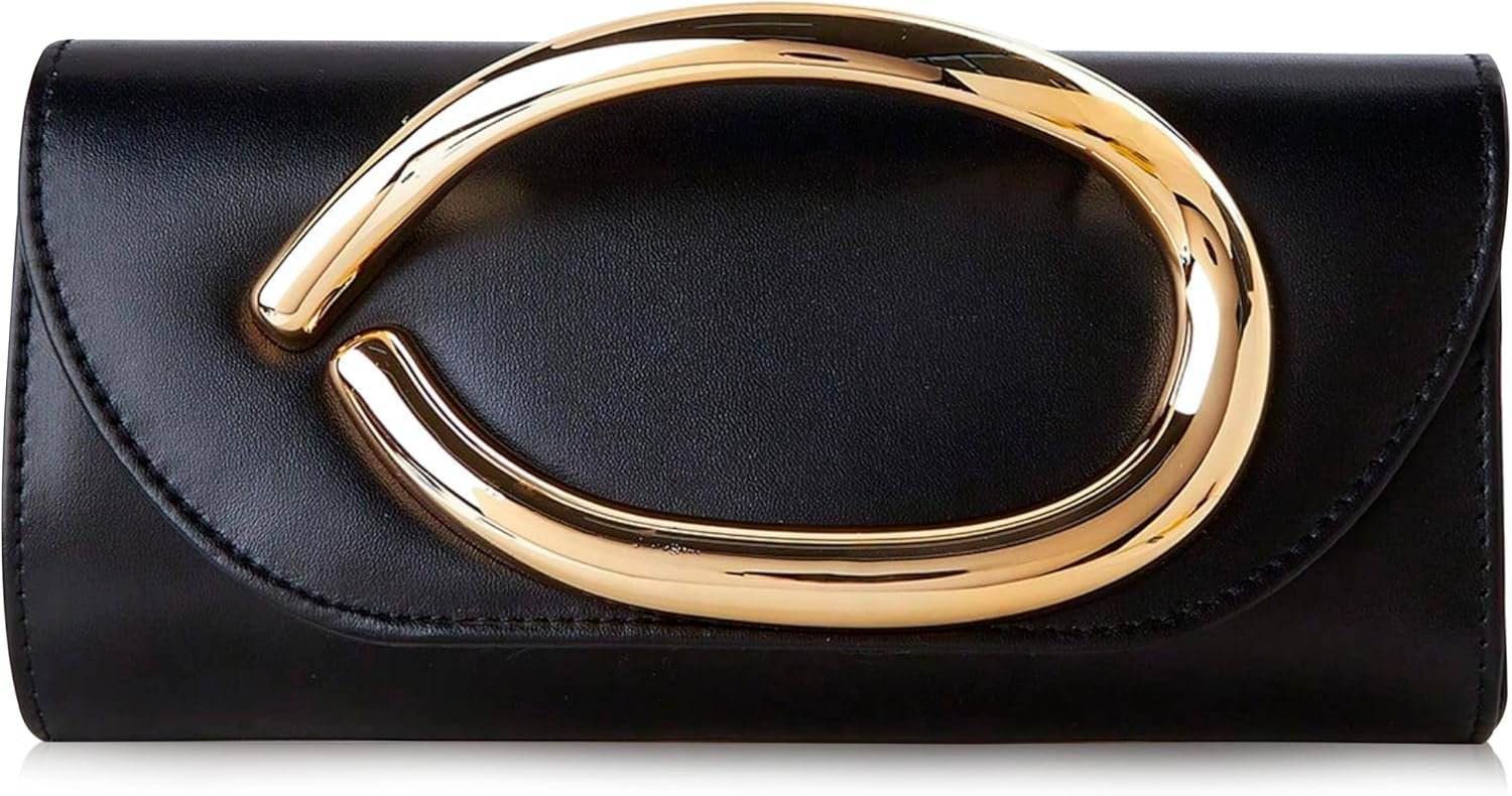 Evening Clutch Purse for Women Metal Handle Chain Bag