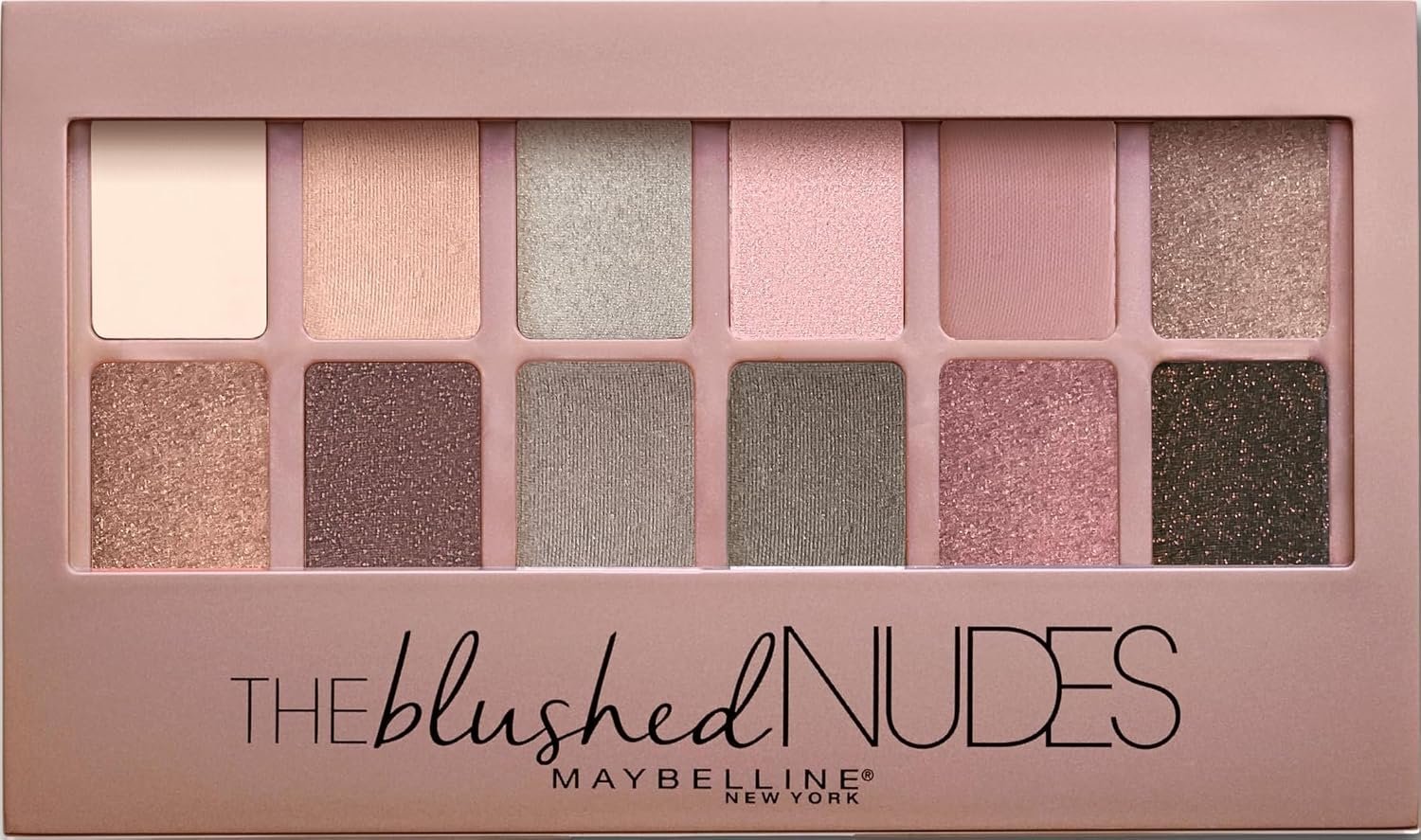 Maybelline The Blushed Nudes Eyeshadow Palette Makeup, 12 Pigmented Matte & Shimmer Shades, Blendable Powder, 1 Count