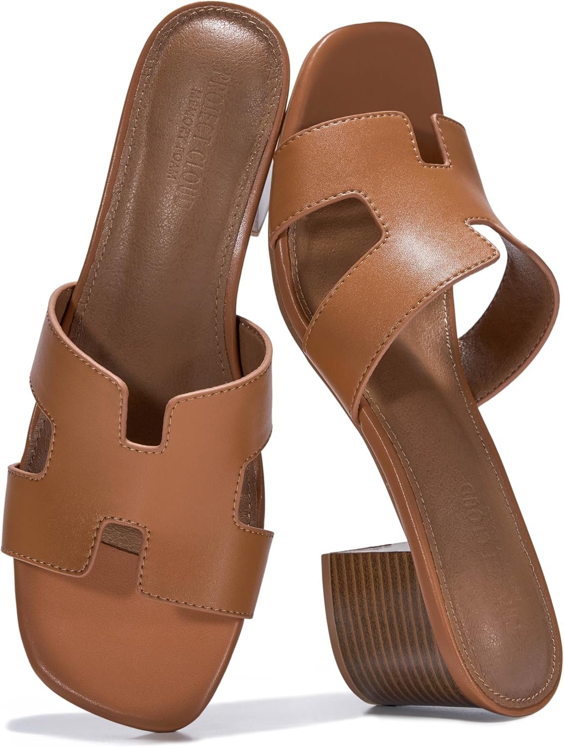 Project Cloud 100% Genuine Leather Block Heeled Sandals for Women(Opal)