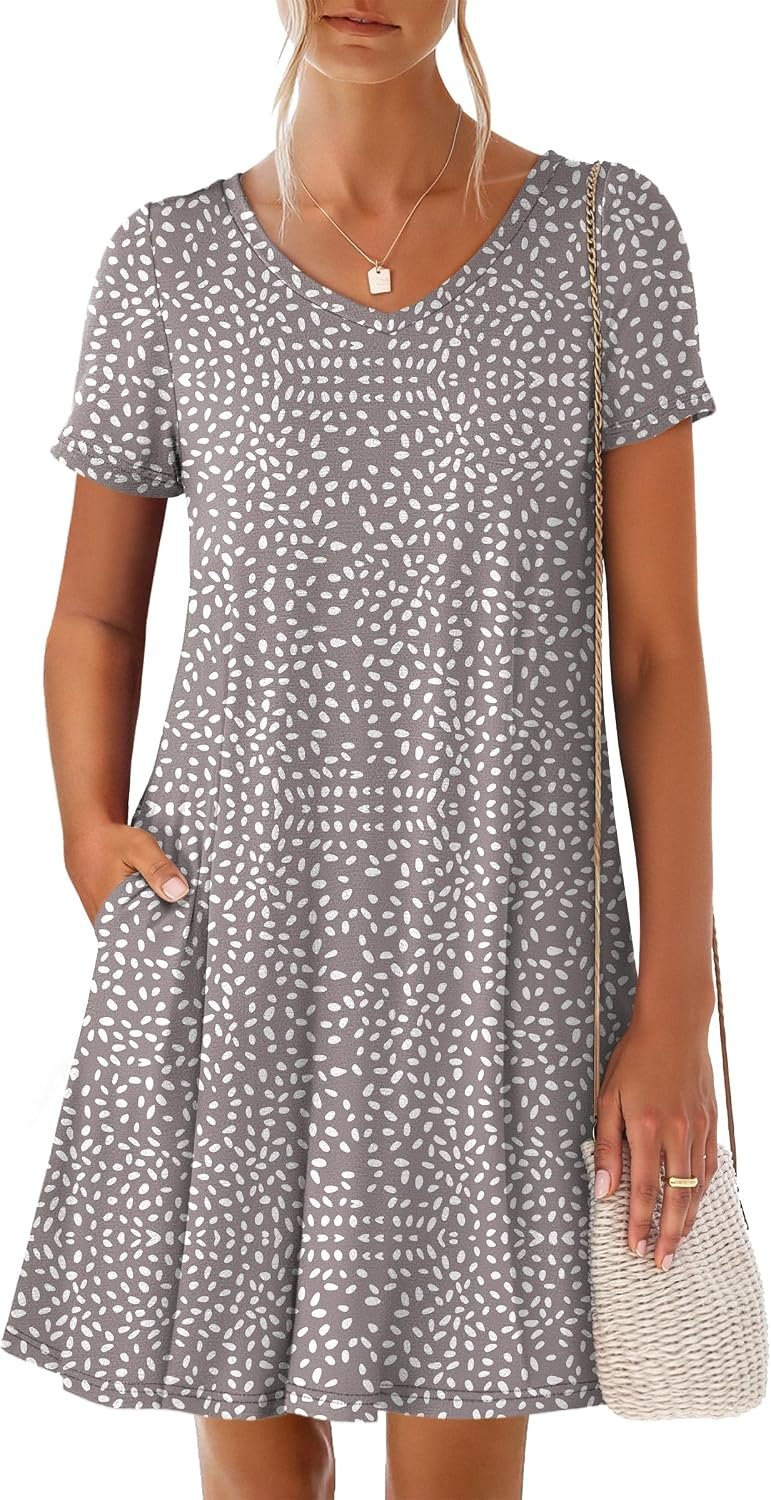 ANRABESS Women’s Summer T Shirt Short Dress with Pockets
