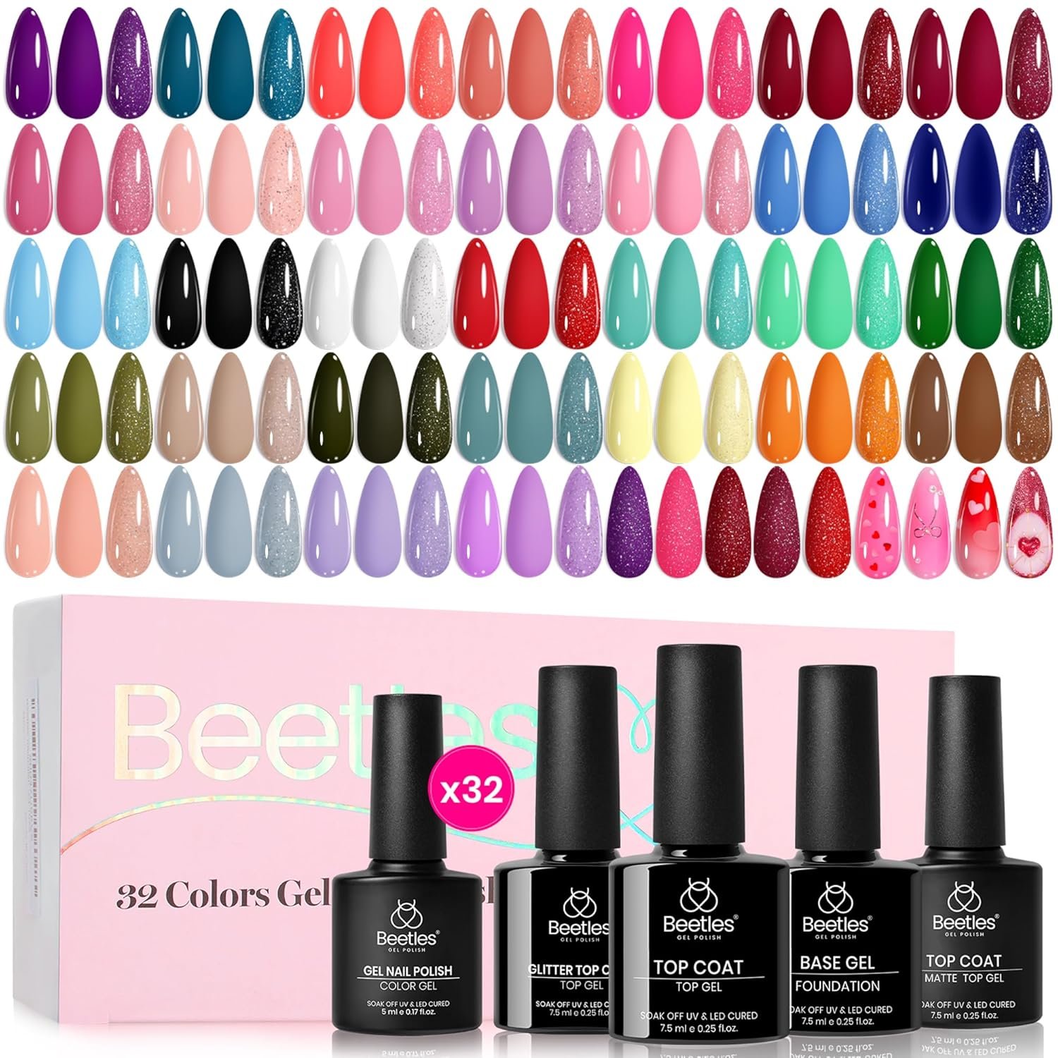 Beetles Fall Gel Polish Set, Fingertip Palette Collection, 32 Colors